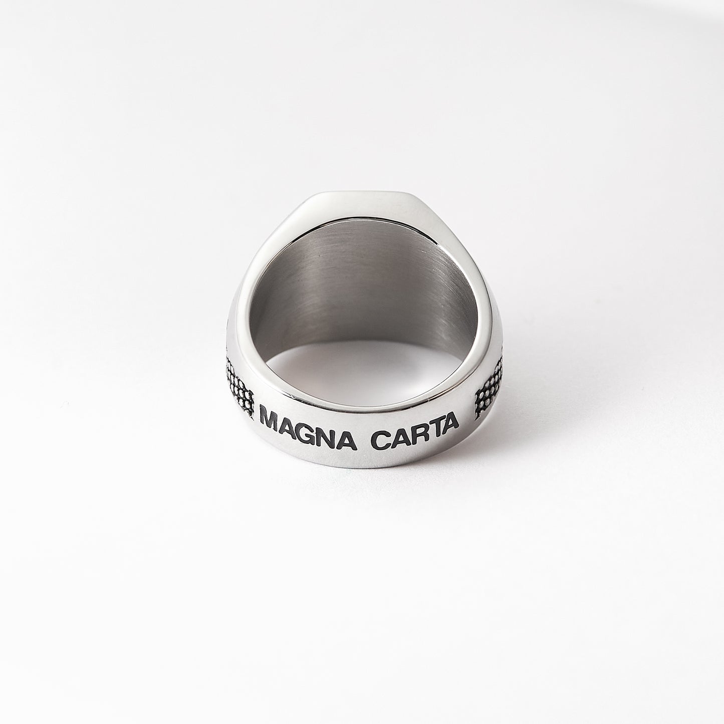 Stainless Steel Hexagon Crest Flat Top Biker Style Polished Ring