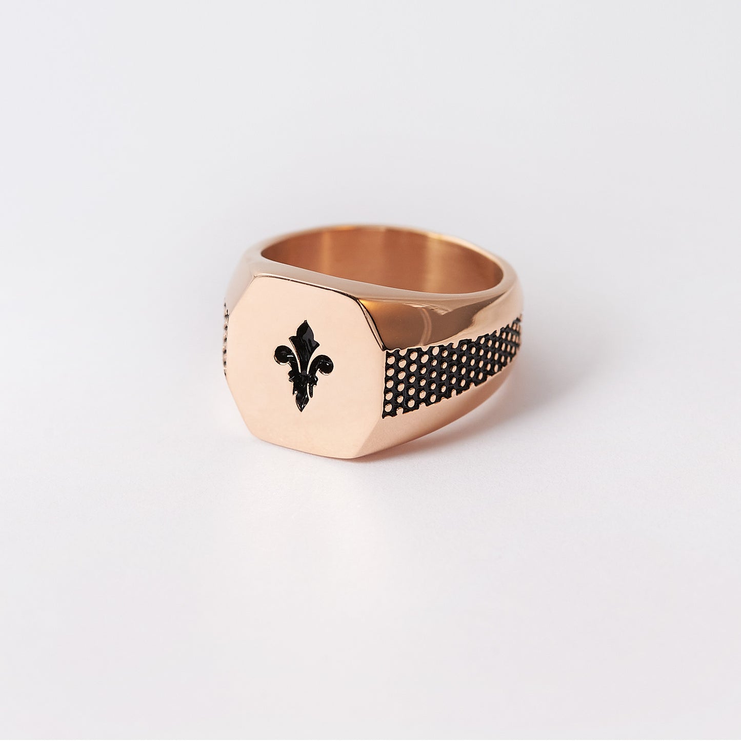 Stainless Steel Hexagon Crest Flat Top Biker Style Polished Ring