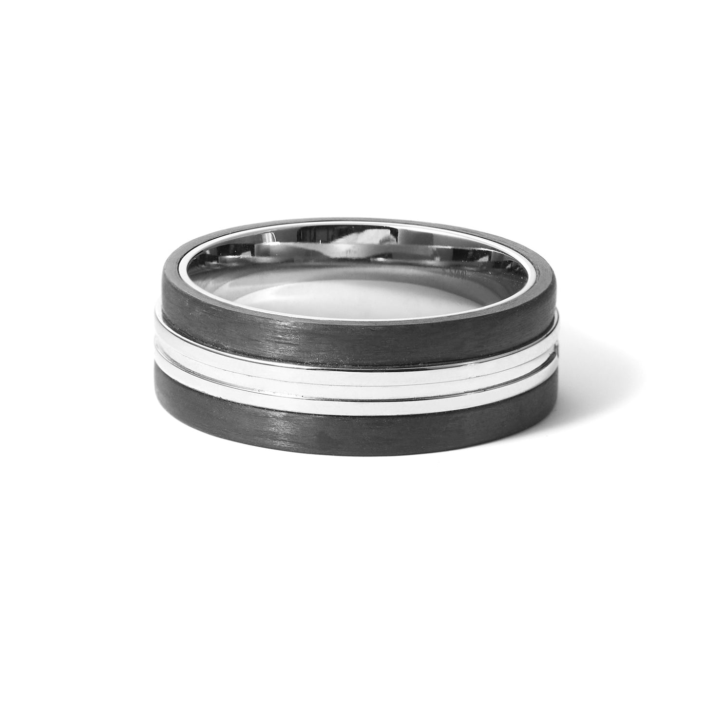 Men's Beveled Edge Silver Tone Wedding Ring in Stainless steel