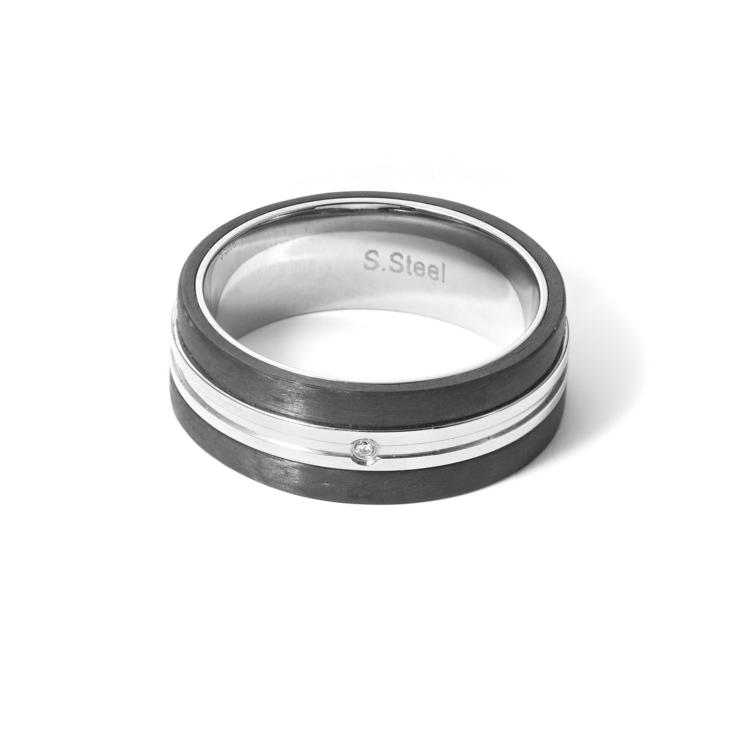 Men's Beveled Edge Silver Tone Wedding Ring in Stainless steel