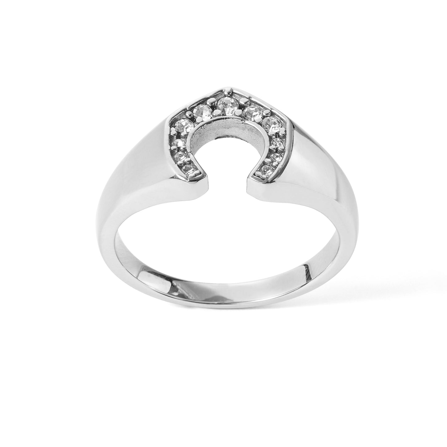 Horseshoe with Gemmed Rim Cast Ring Stainless Steel
