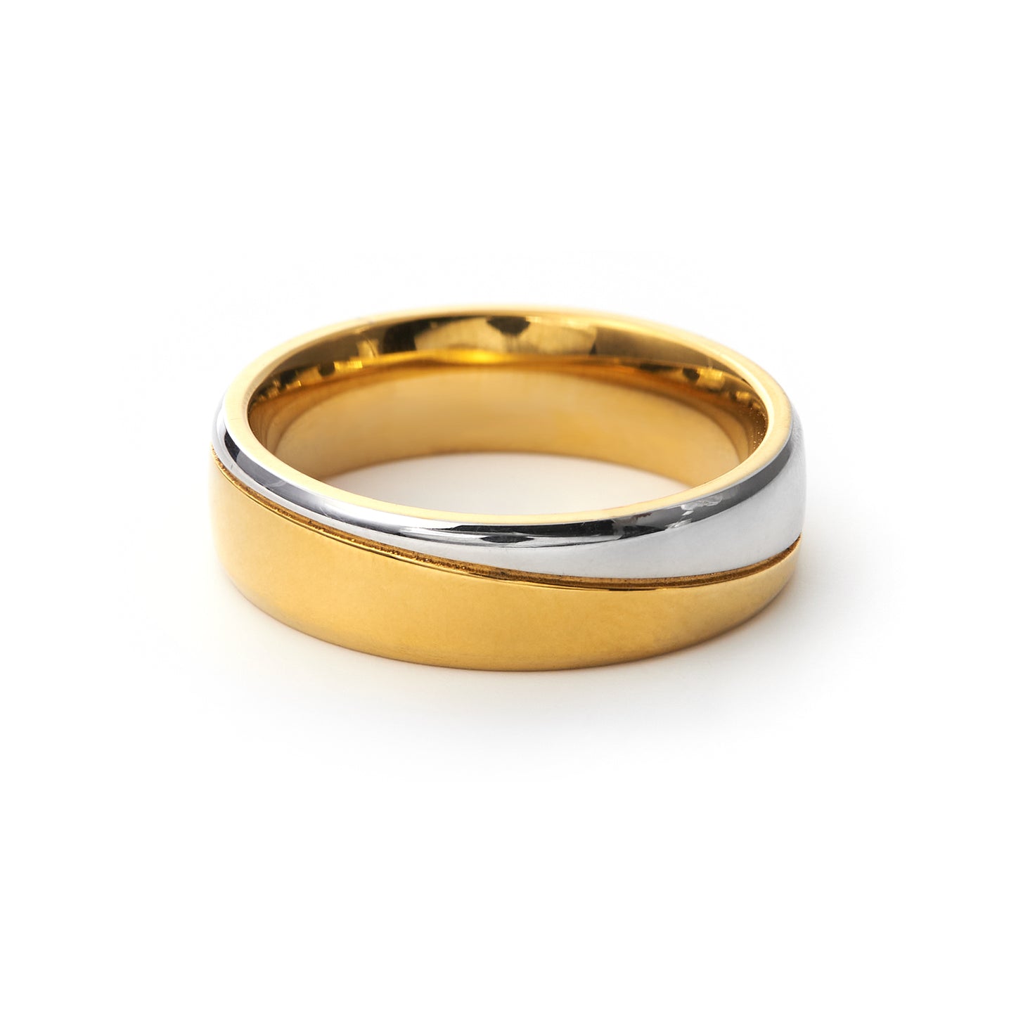 Two-tone Gold Titanium Steel Couple Korean Style Simple Rhinestone Couple Rings Female Male Fashion Jewelry