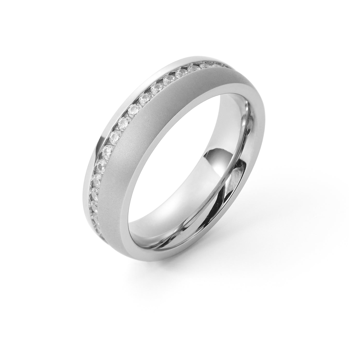 18K White Gold Stainless steel Diamond Ring