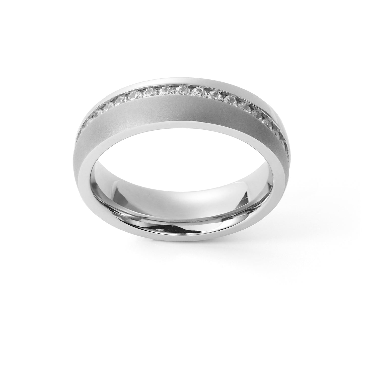 18K White Gold Stainless steel Diamond Ring