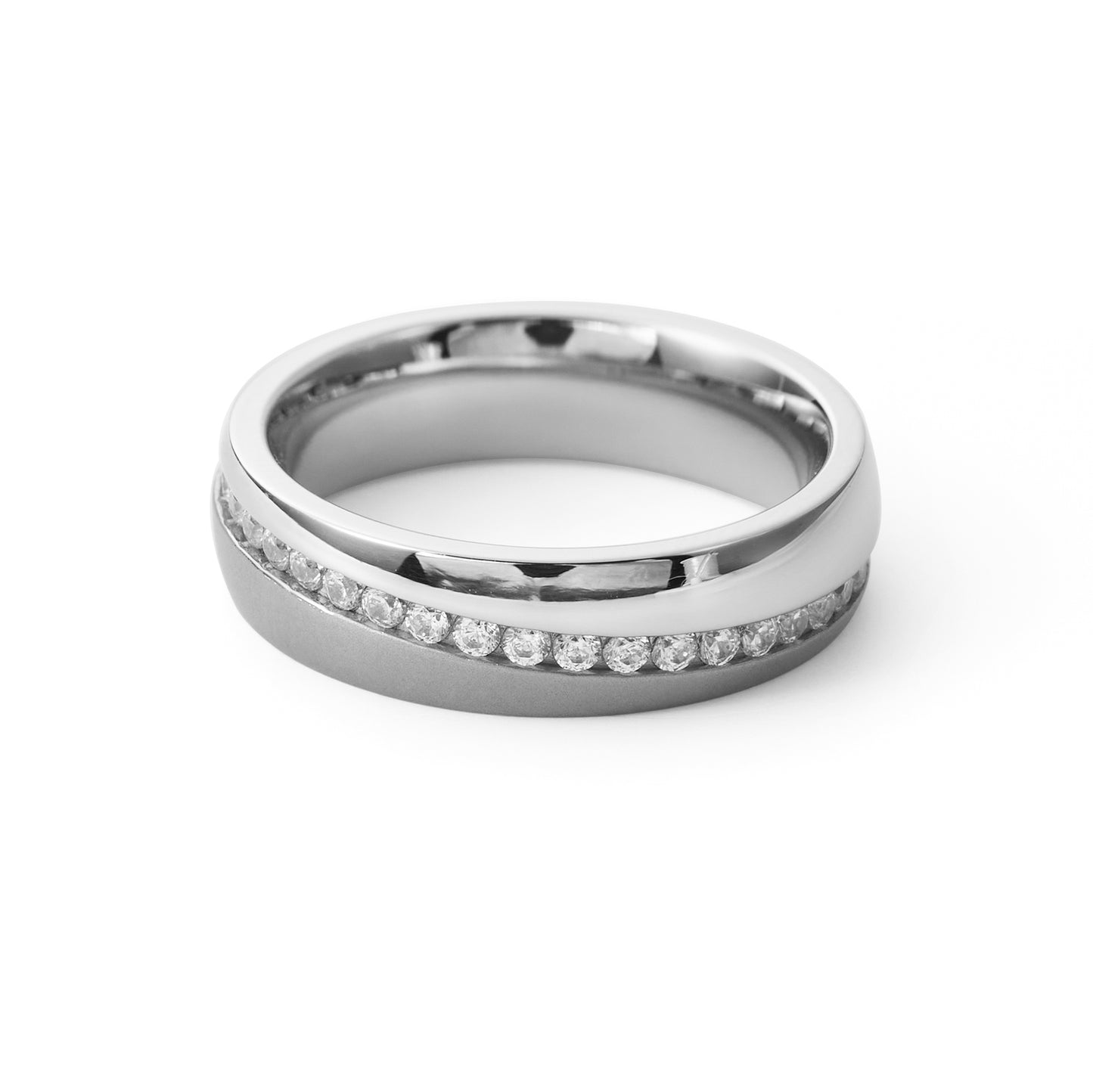18K White Gold Stainless steel Diamond Ring