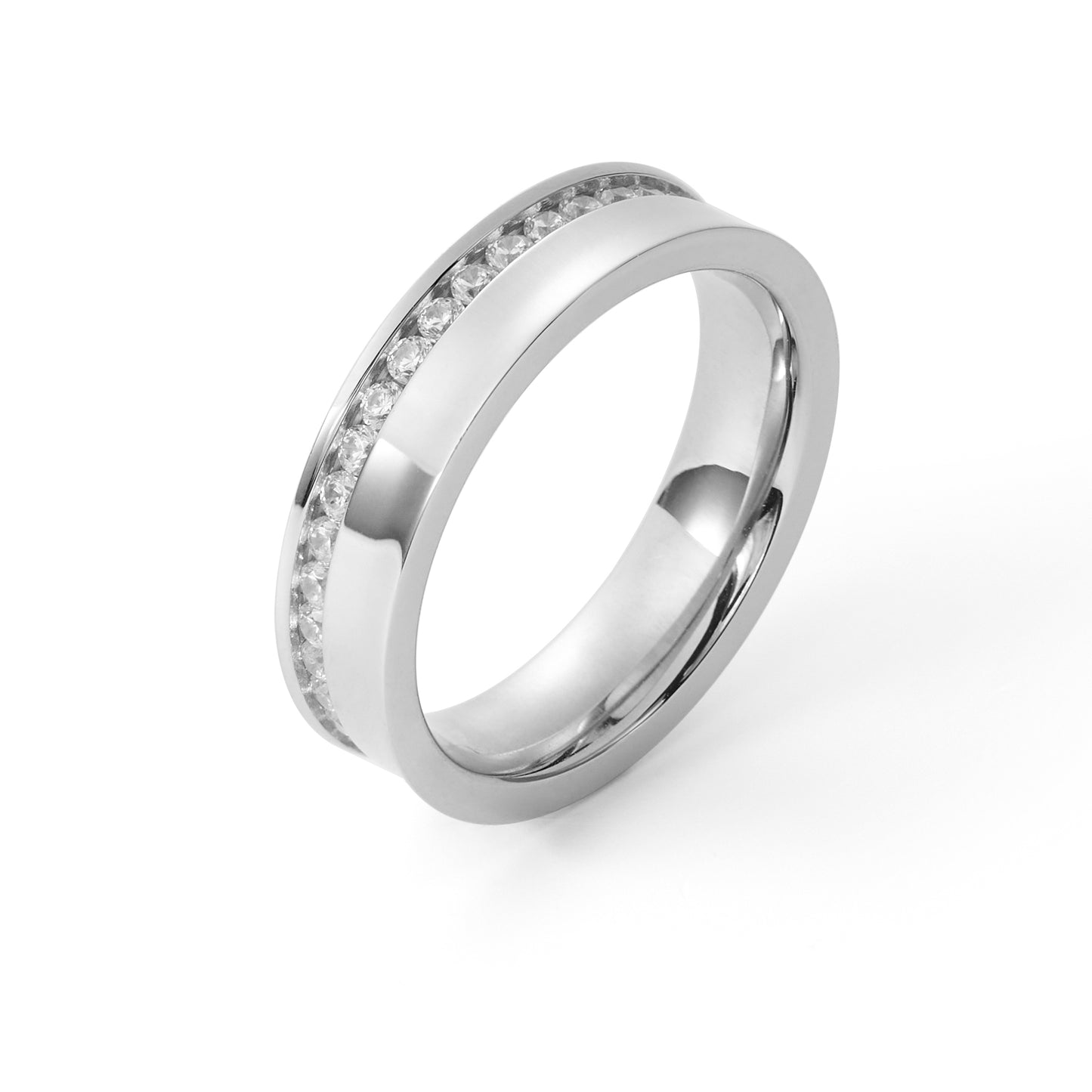 18K White Gold Stainless steel Diamond Ring