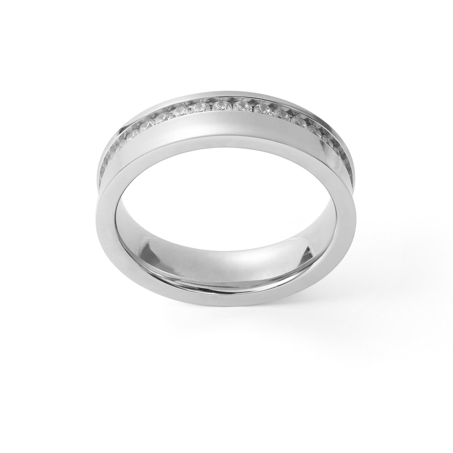 18K White Gold Stainless steel Diamond Ring