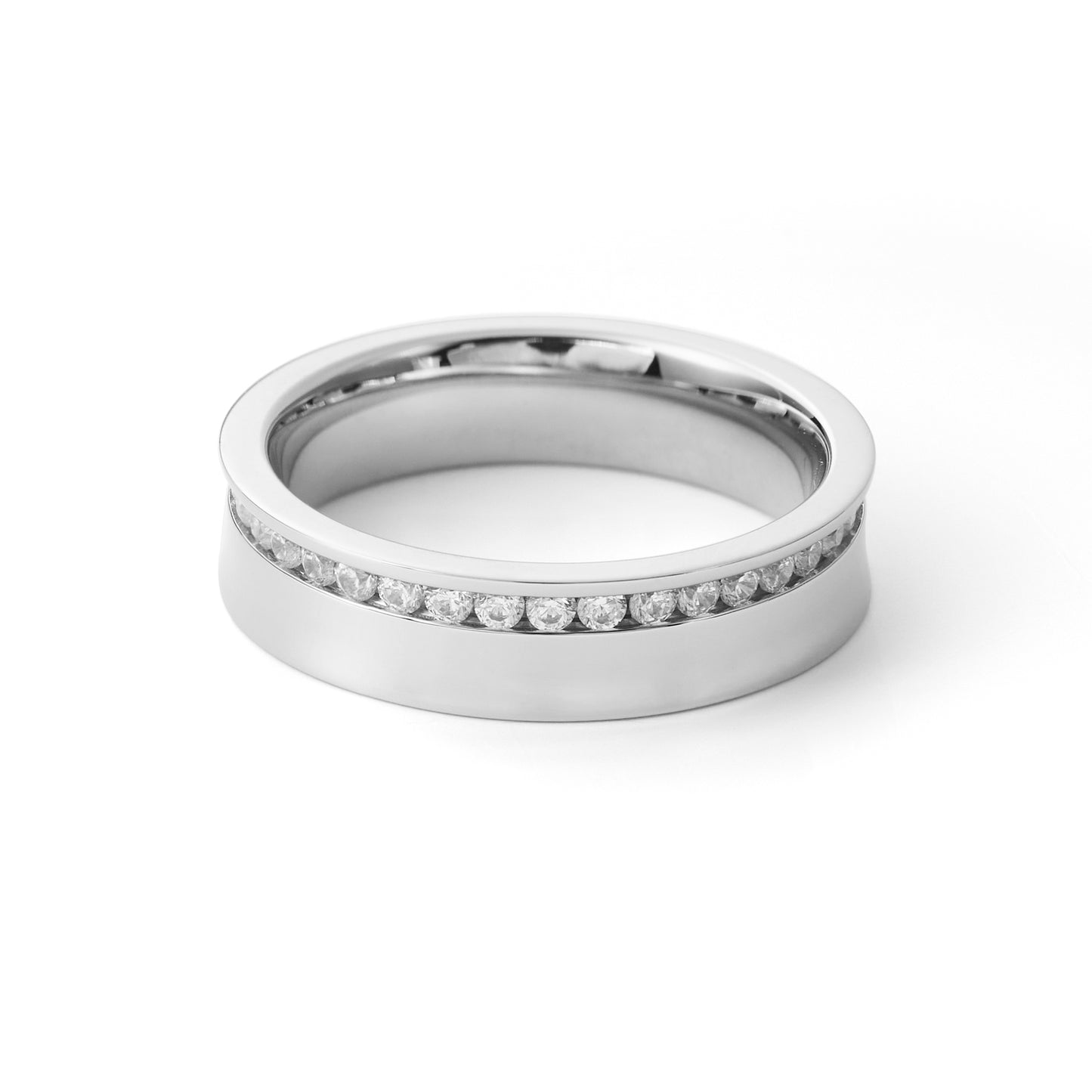 18K White Gold Stainless steel Diamond Ring