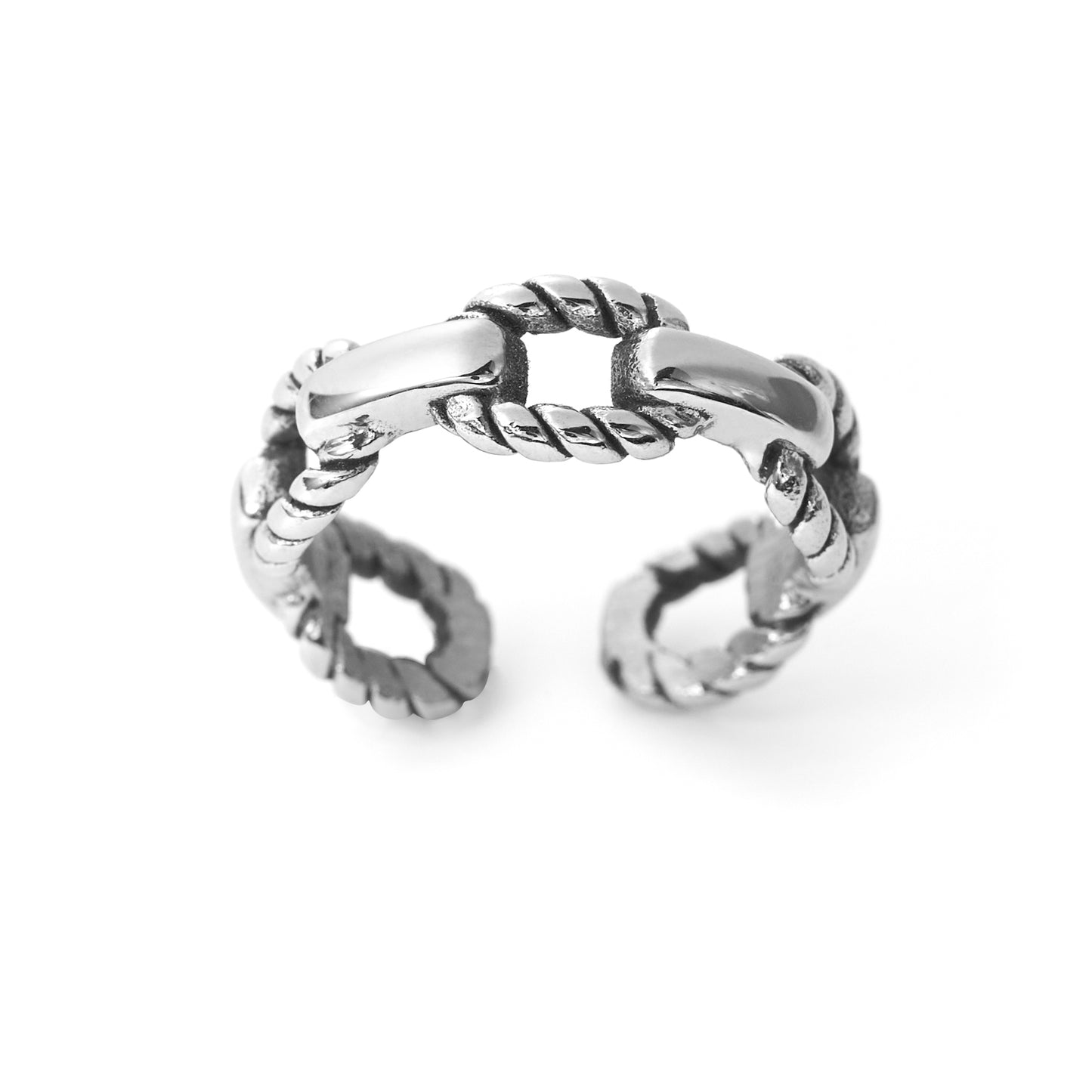 Stainless Steel Rings for Men, Plain Oval Link Chain Open Bands Ring for Men Women