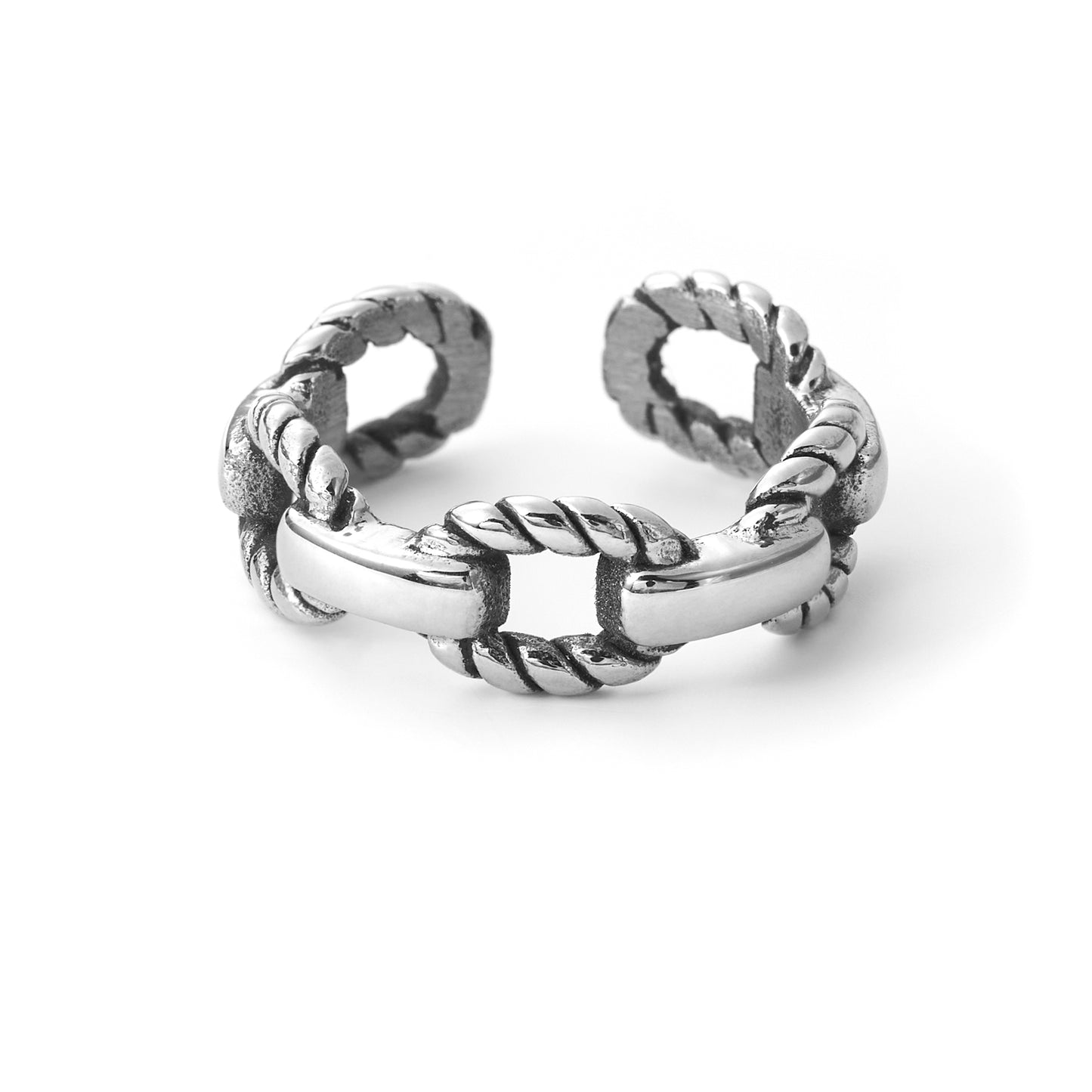 Stainless Steel Rings for Men, Plain Oval Link Chain Open Bands Ring for Men Women