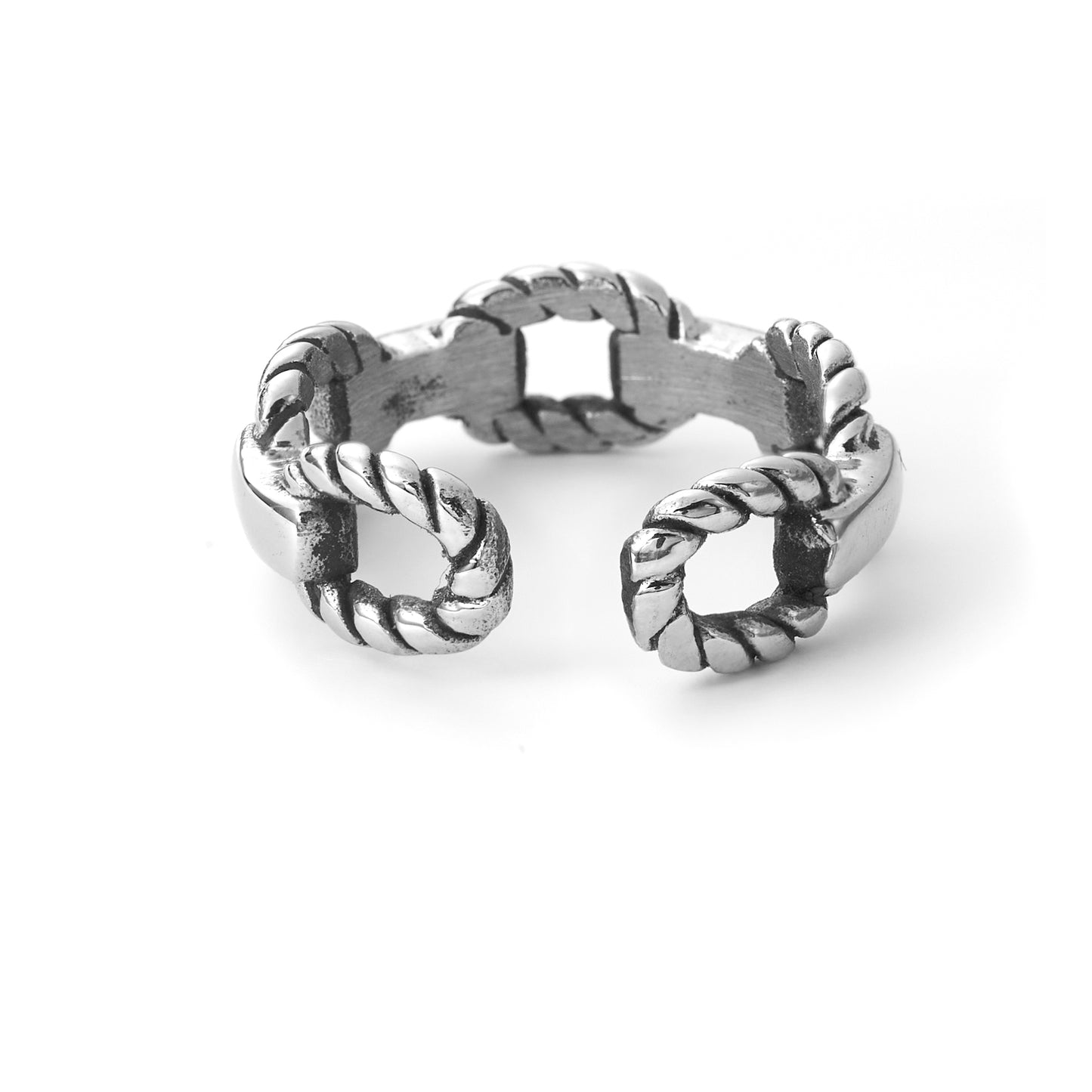 Stainless Steel Rings for Men, Plain Oval Link Chain Open Bands Ring for Men Women