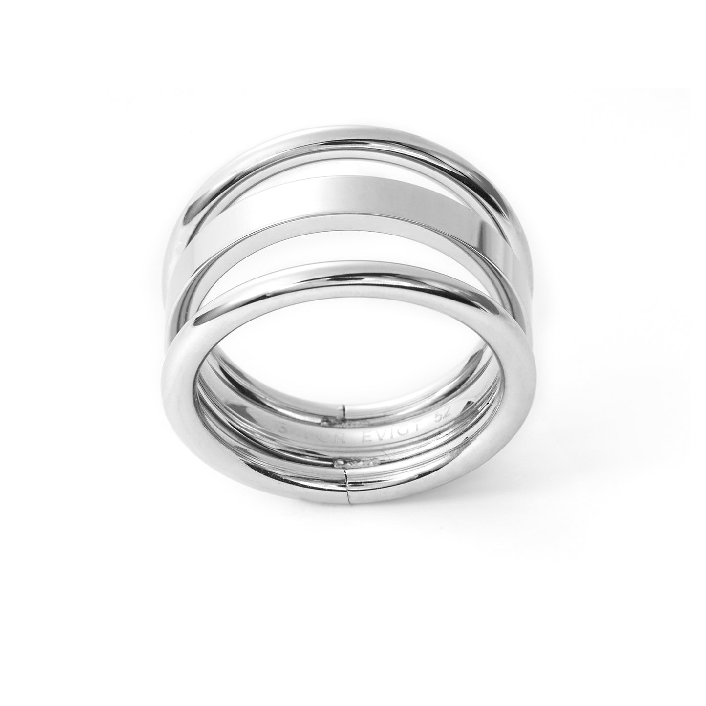 Classic Silver Plain Multi Cross Lines Wide Band Ring