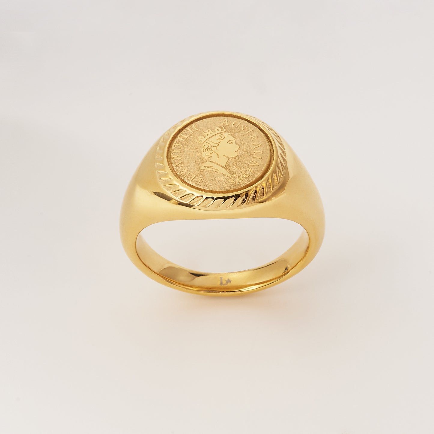 18K Gold Plated Stainless Steel Chunky Ring Handmade Engrave Stamp Ring Vintage Luck Amulet Band Statement Promise Ring Jewelry Gift for Women