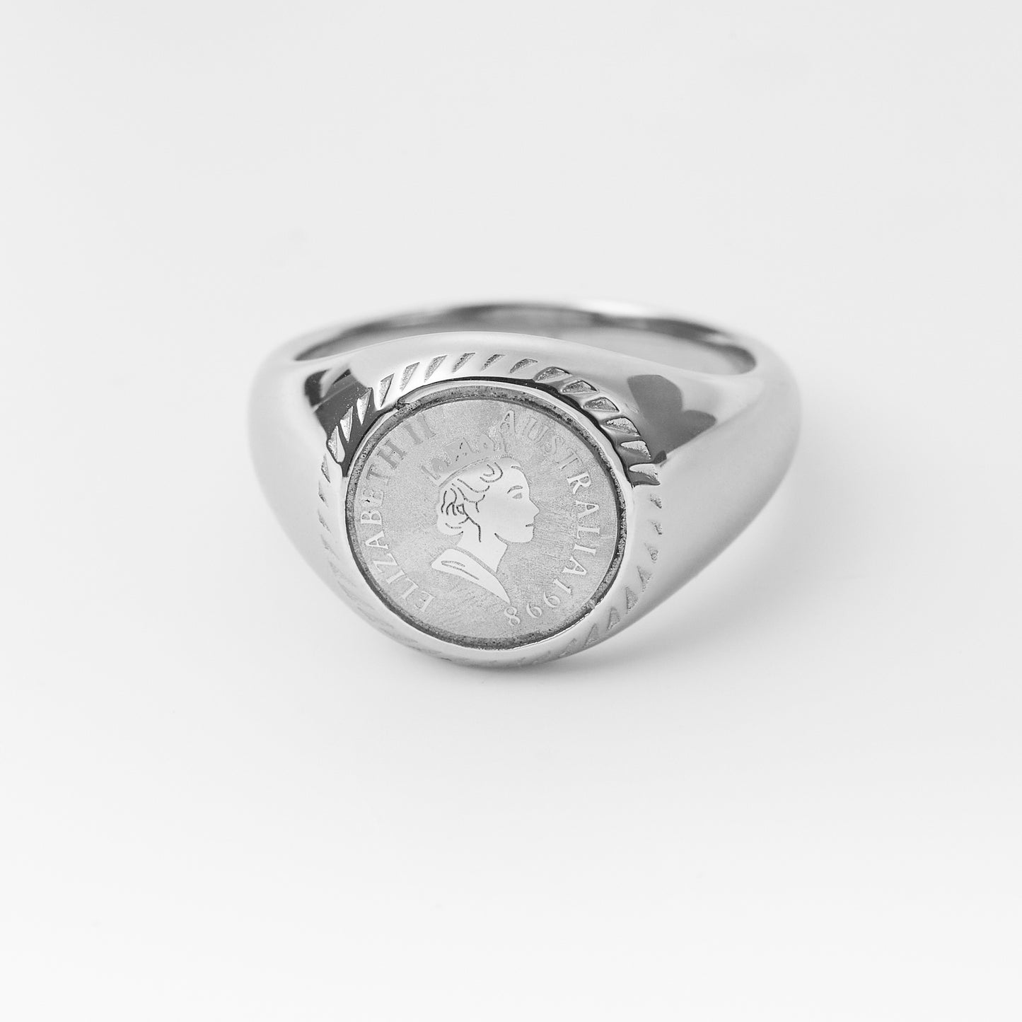 18K Gold Plated Stainless Steel Chunky Ring Handmade Engrave Stamp Ring Vintage Luck Amulet Band Statement Promise Ring Jewelry Gift for Women