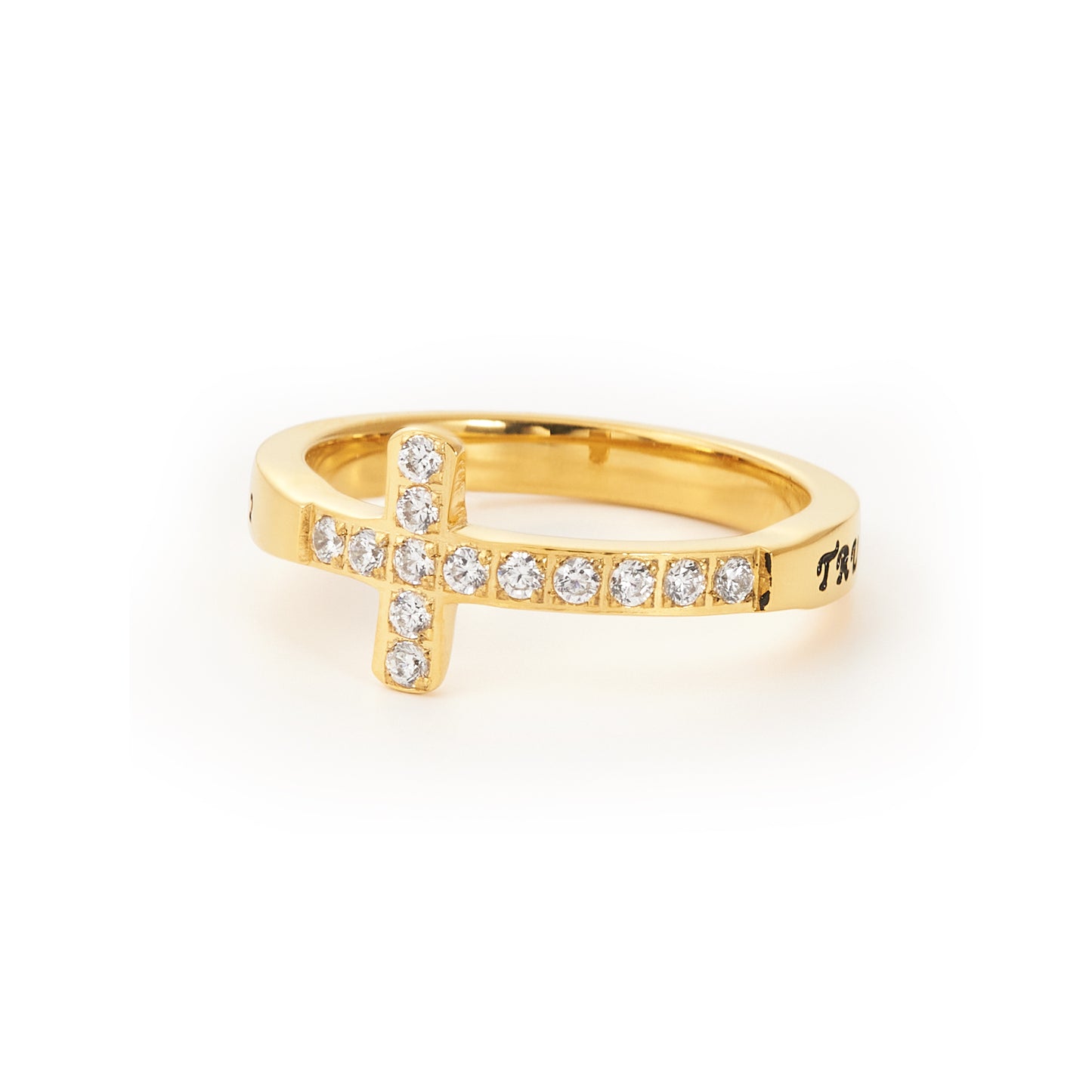 Women's Gold Tone Cross Ring