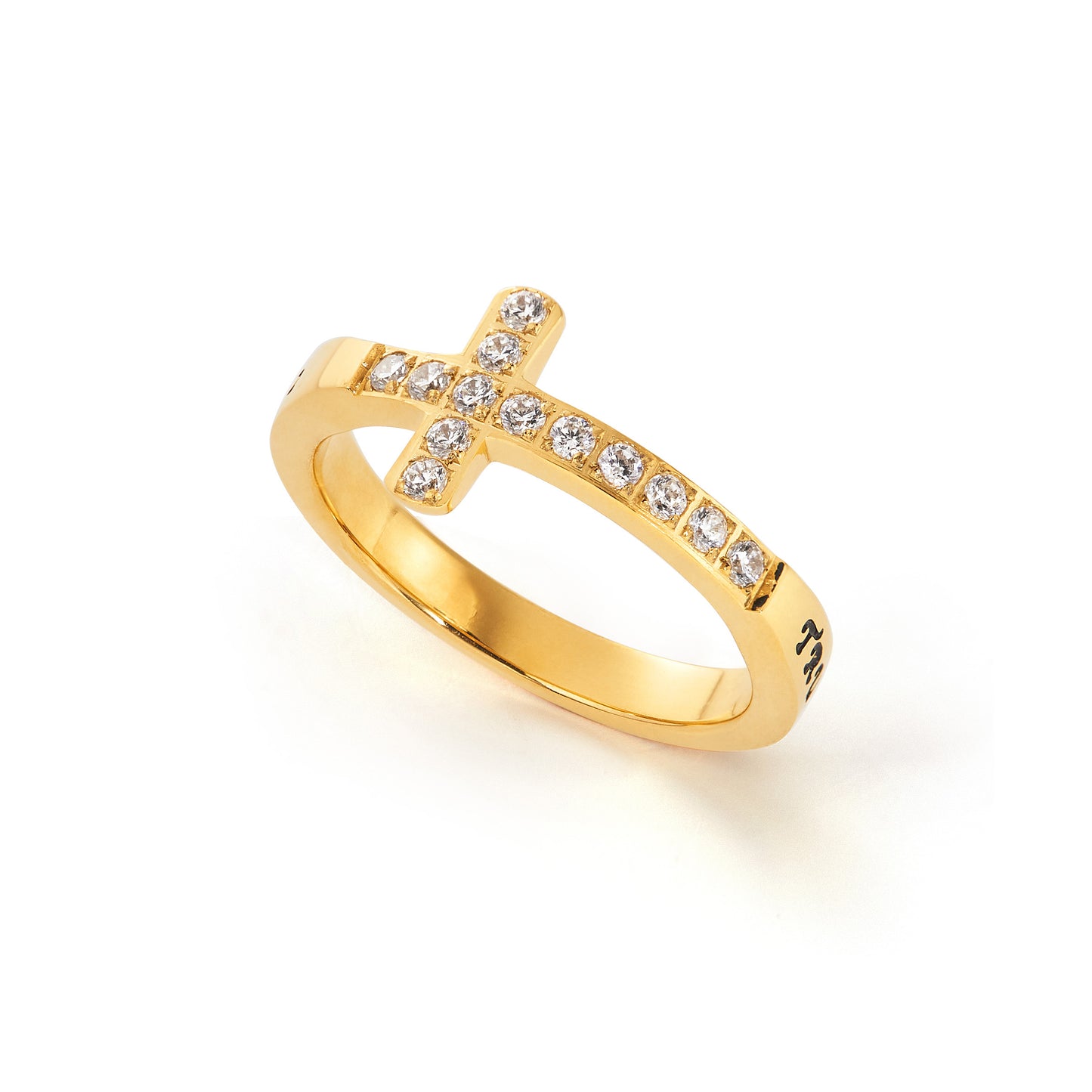 Women's Gold Tone Cross Ring