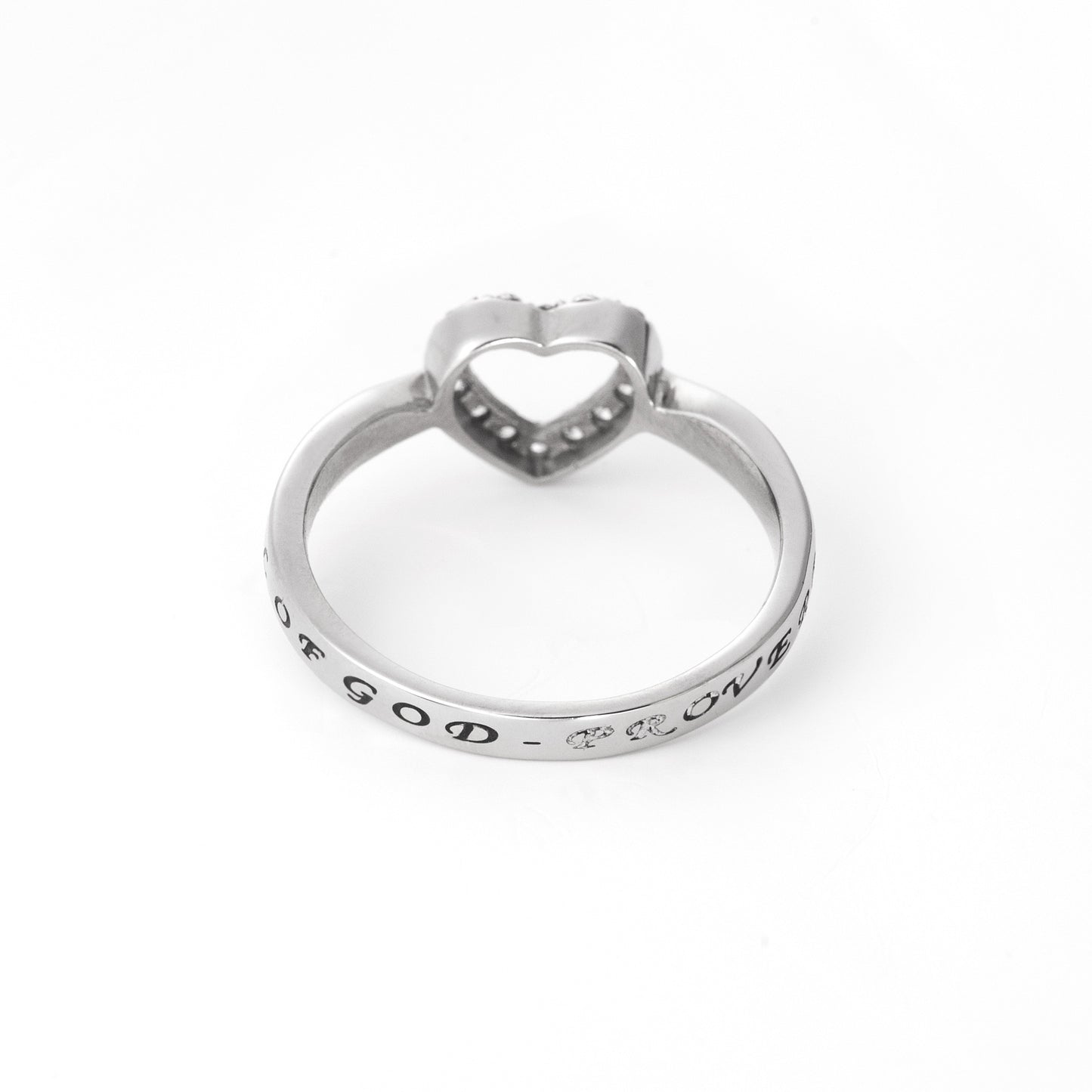 Stainless Steel Heart Ring with Cubic Zirconia
