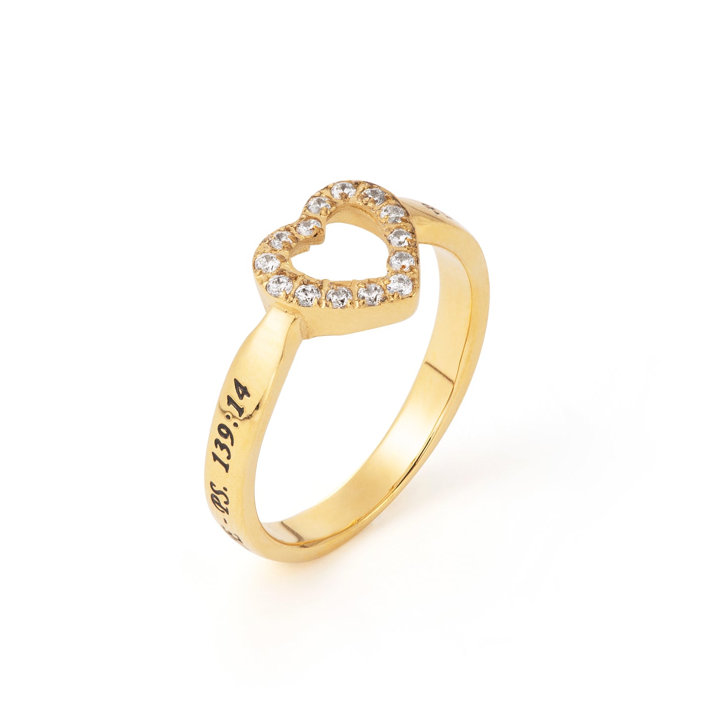 Stainless Steel Heart Ring with Cubic Zirconia