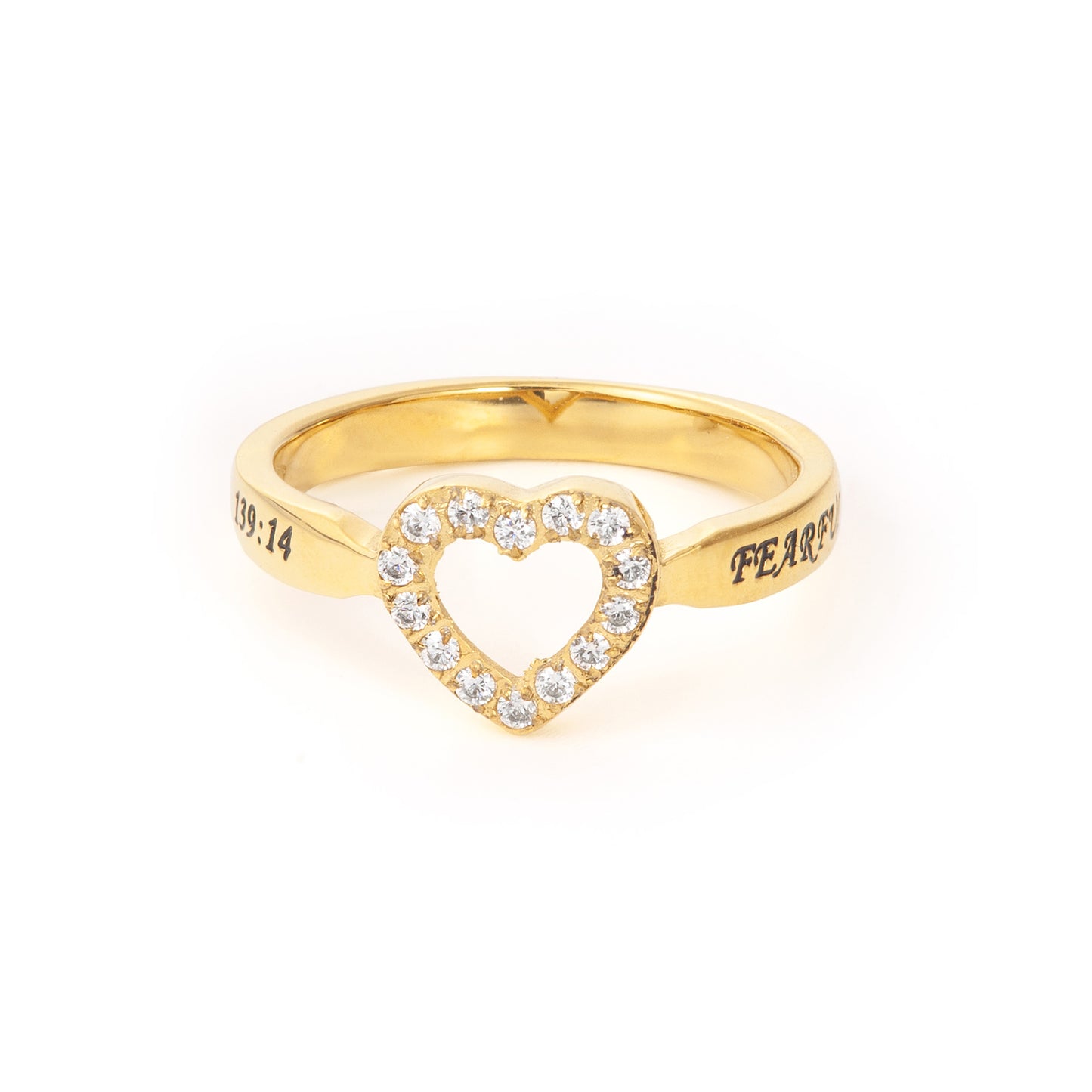 Stainless Steel Heart Ring with Cubic Zirconia