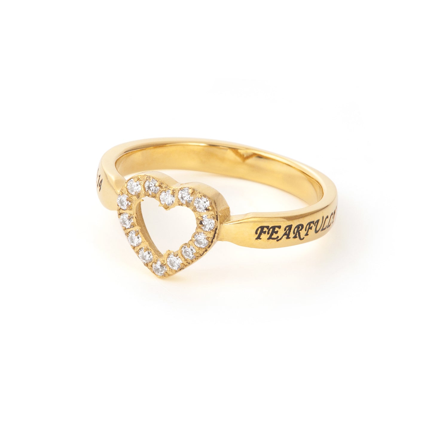 Stainless Steel Heart Ring with Cubic Zirconia