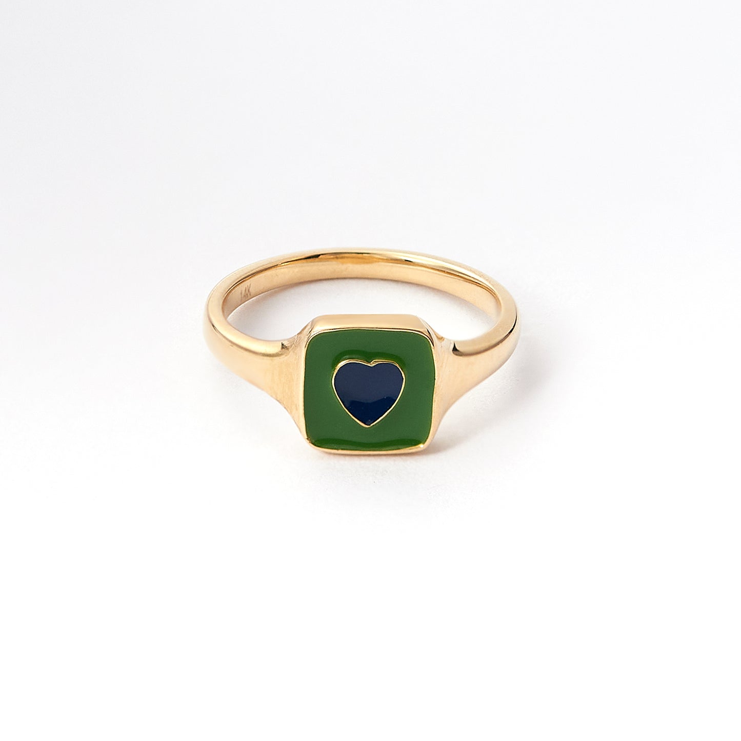 Heart Enamel square Signet Ring