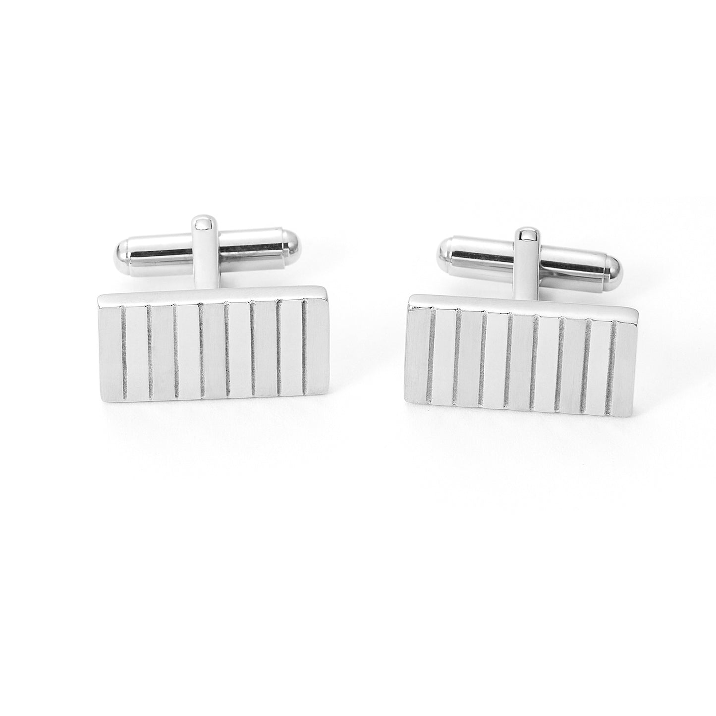 Men Stainless Steel Striped Cufflinks