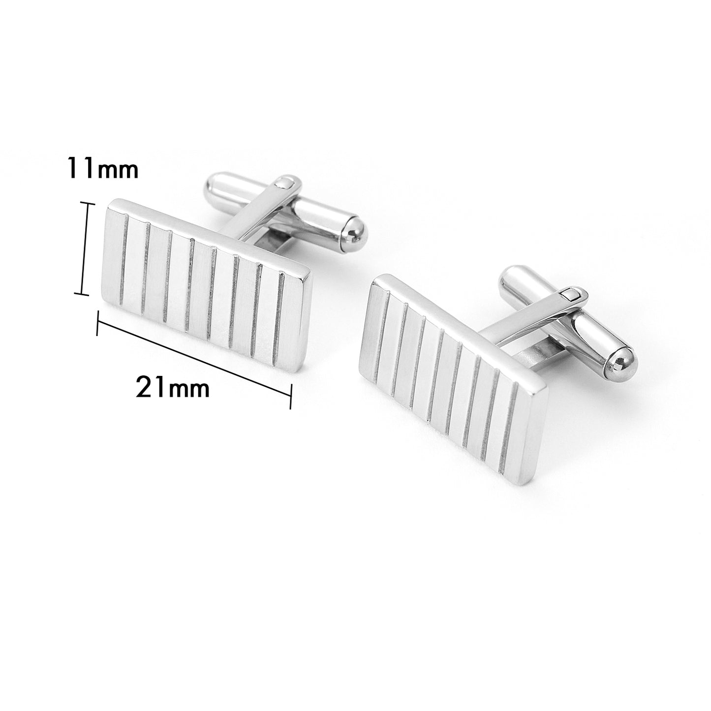Men Stainless Steel Striped Cufflinks
