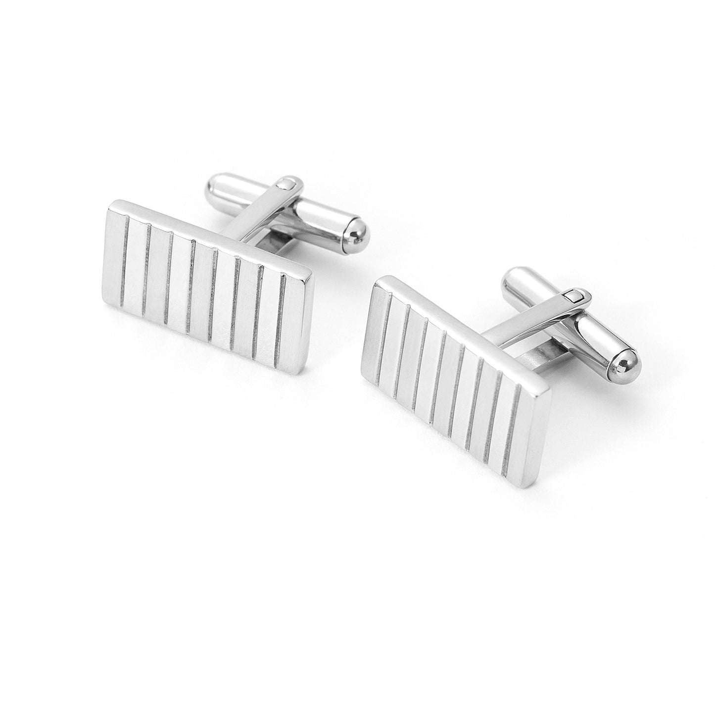 Men Stainless Steel Striped Cufflinks