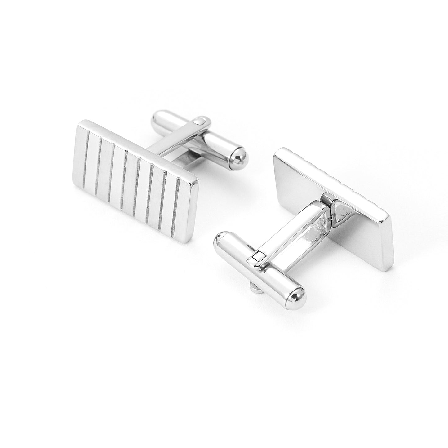 Men Stainless Steel Striped Cufflinks