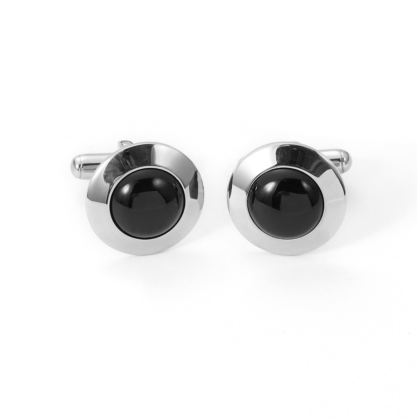 Men Black Enamel Cufflink & Dress Stud Set