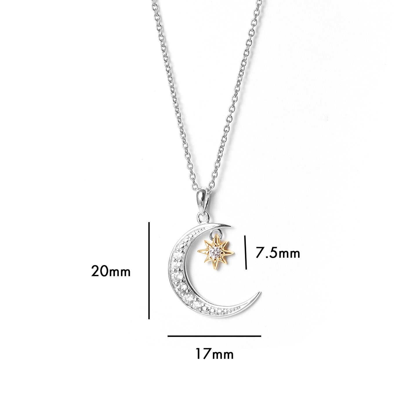 Custom High Quality 925 Silver Star and Moon Necklace pendant for Women