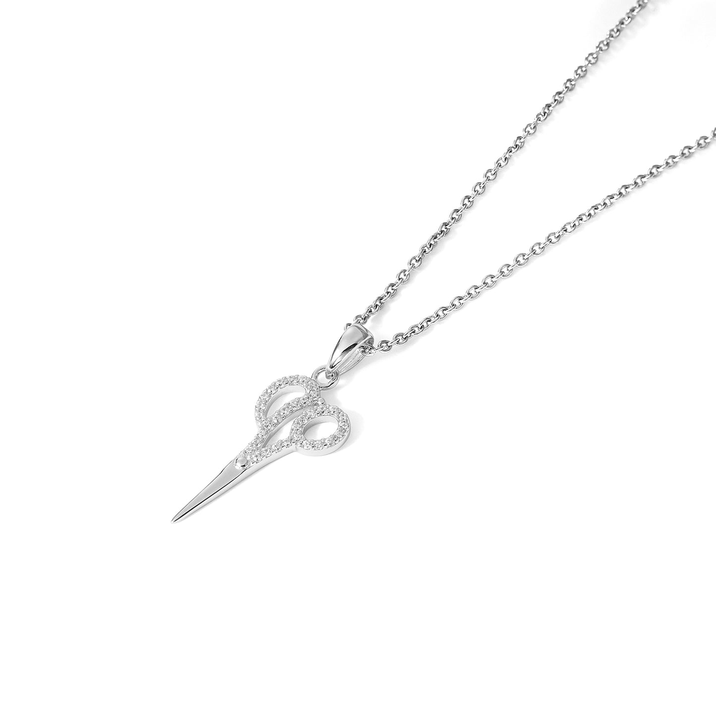 Sterling silver Stainless simple style silver/gold tone fashion scissor pendant with chain