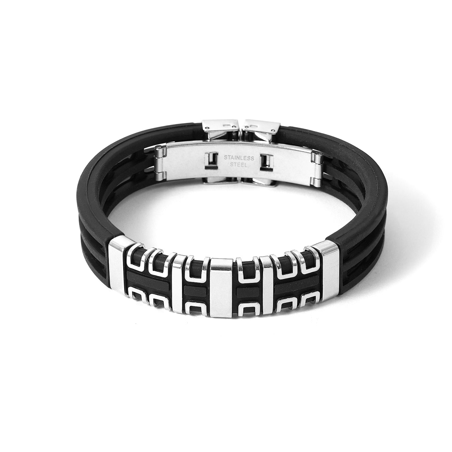 Stainless steel silicone wristband