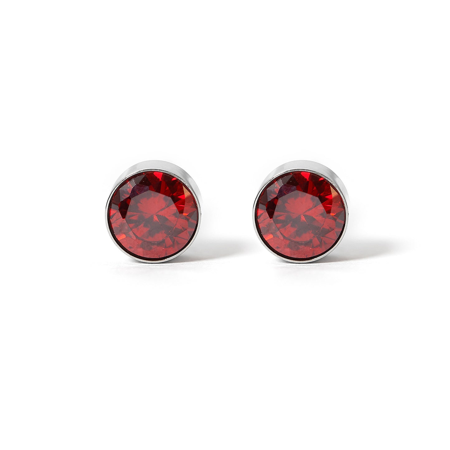 Stainless Steel 5mm Colorful Cubic Zirconia Round Ear Stick