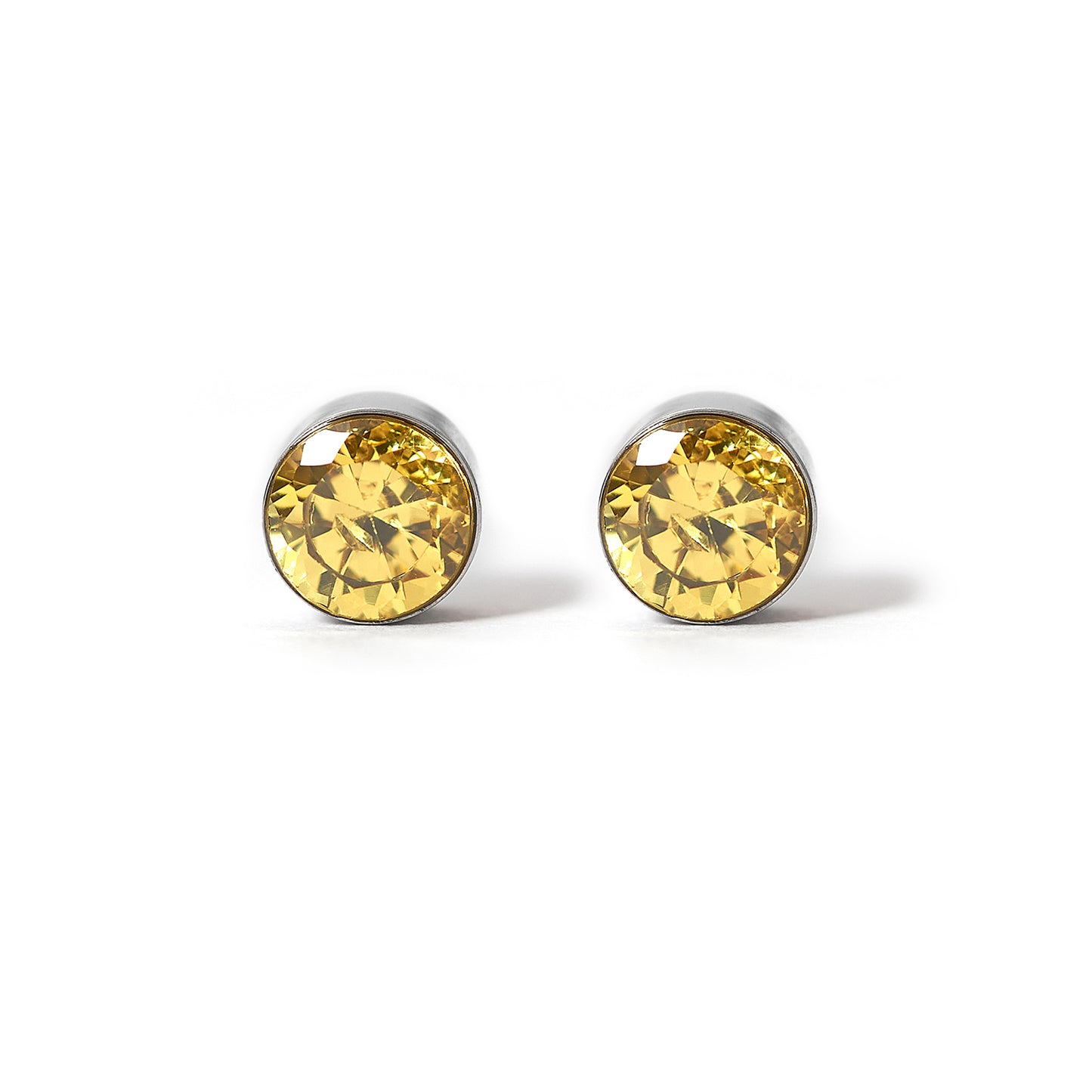 Stainless Steel 5mm Colorful Cubic Zirconia Round Ear Stick