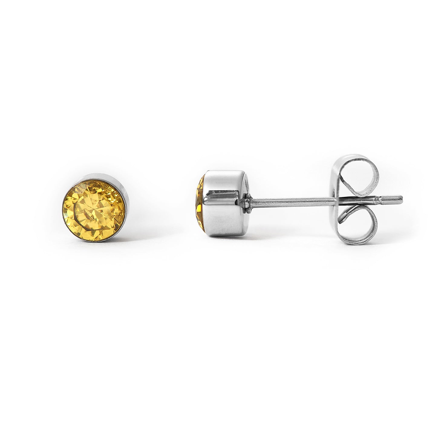 Stainless Steel 5mm Colorful Cubic Zirconia Round Ear Stick