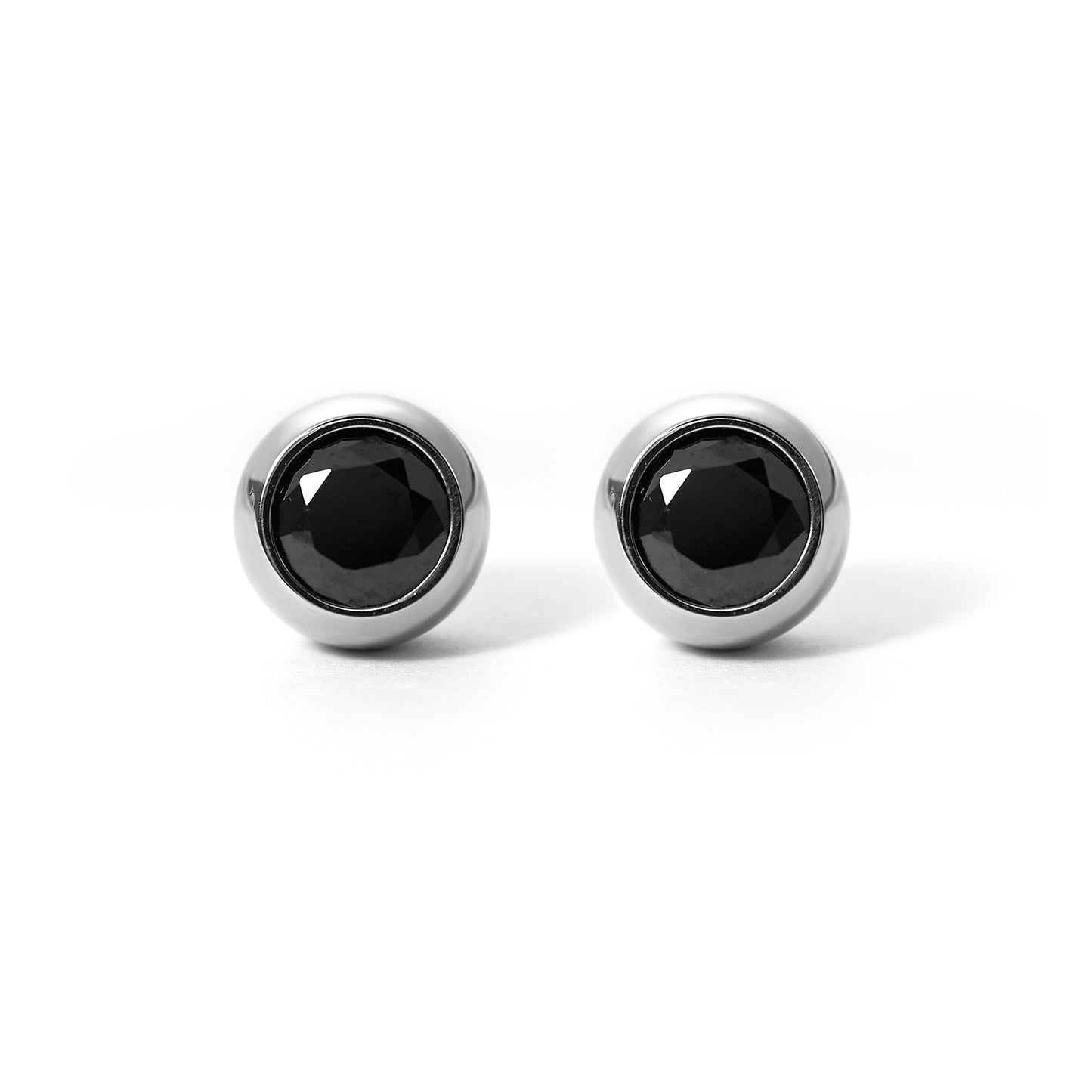 Women 7mm Colorful Cubic Zirconia Bezel Stud Earring in Stainless Steel