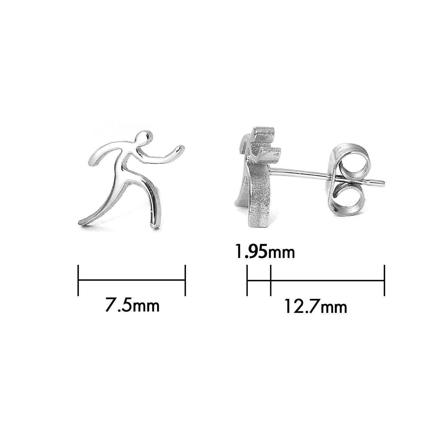 Power Running Man Stainless Steel Stud Earring