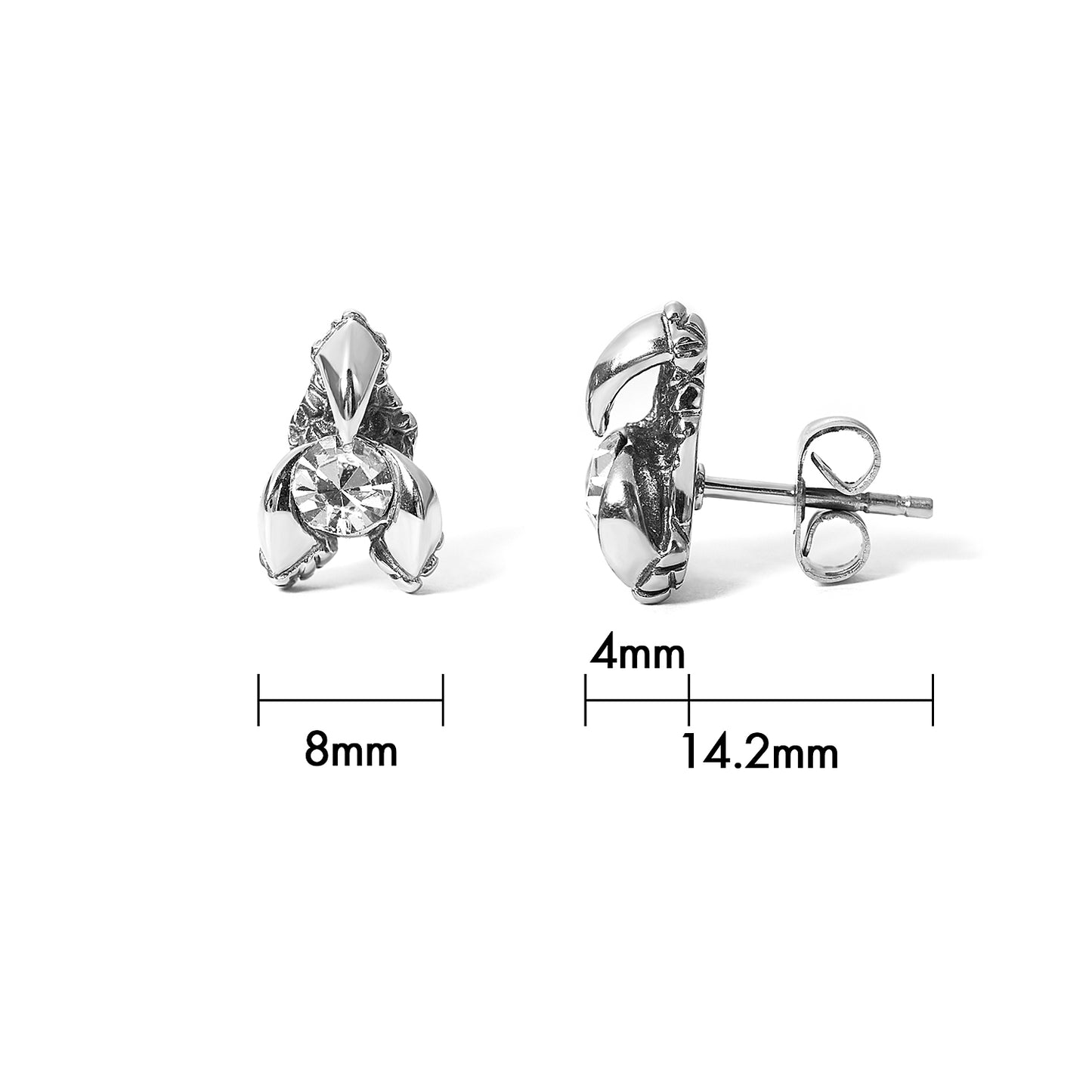 AntiqueThai Silver Style Windmill with Cubic Zirconia Stainless Steel Earring Stud for Men and Women