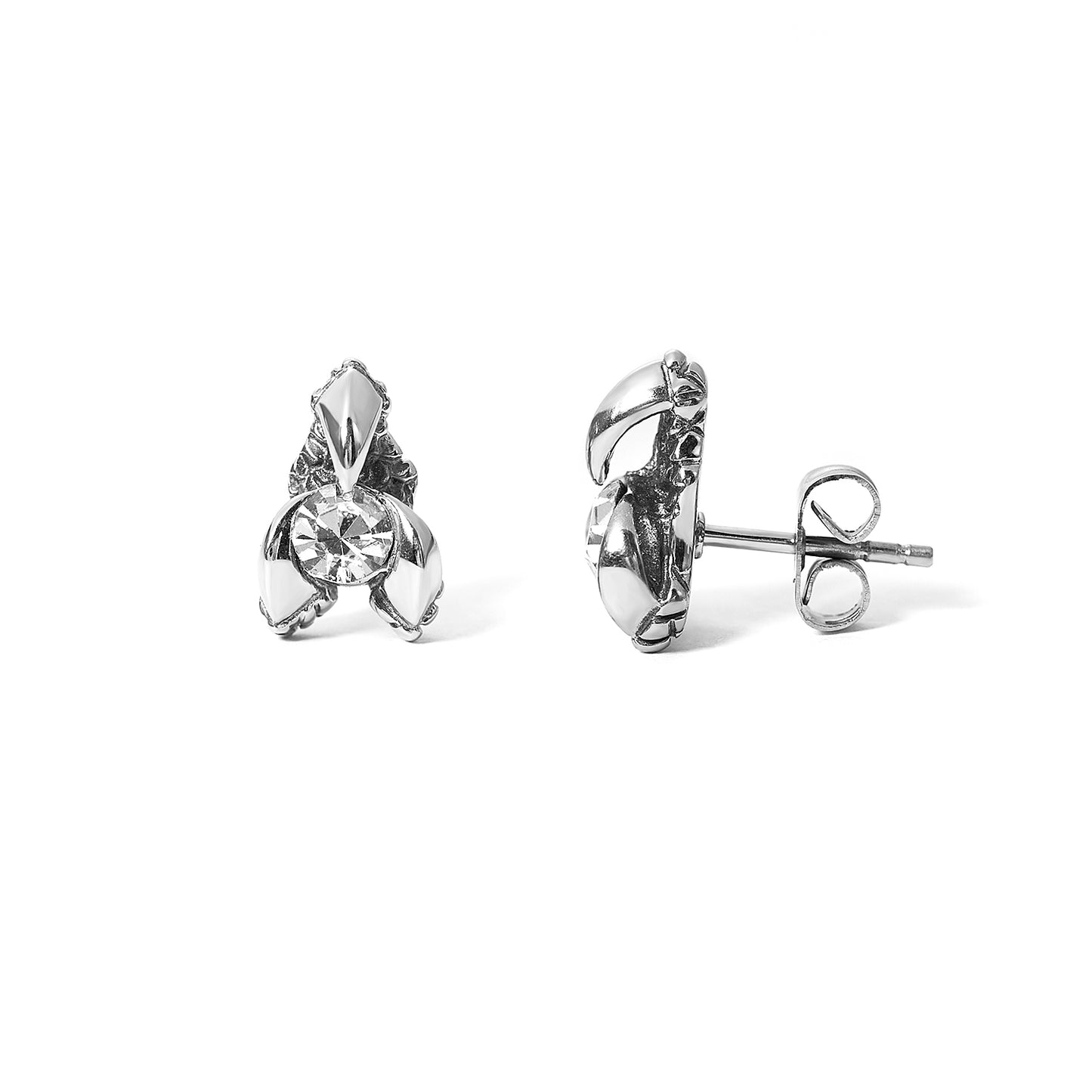 AntiqueThai Silver Style Windmill with Cubic Zirconia Stainless Steel Earring Stud for Men and Women