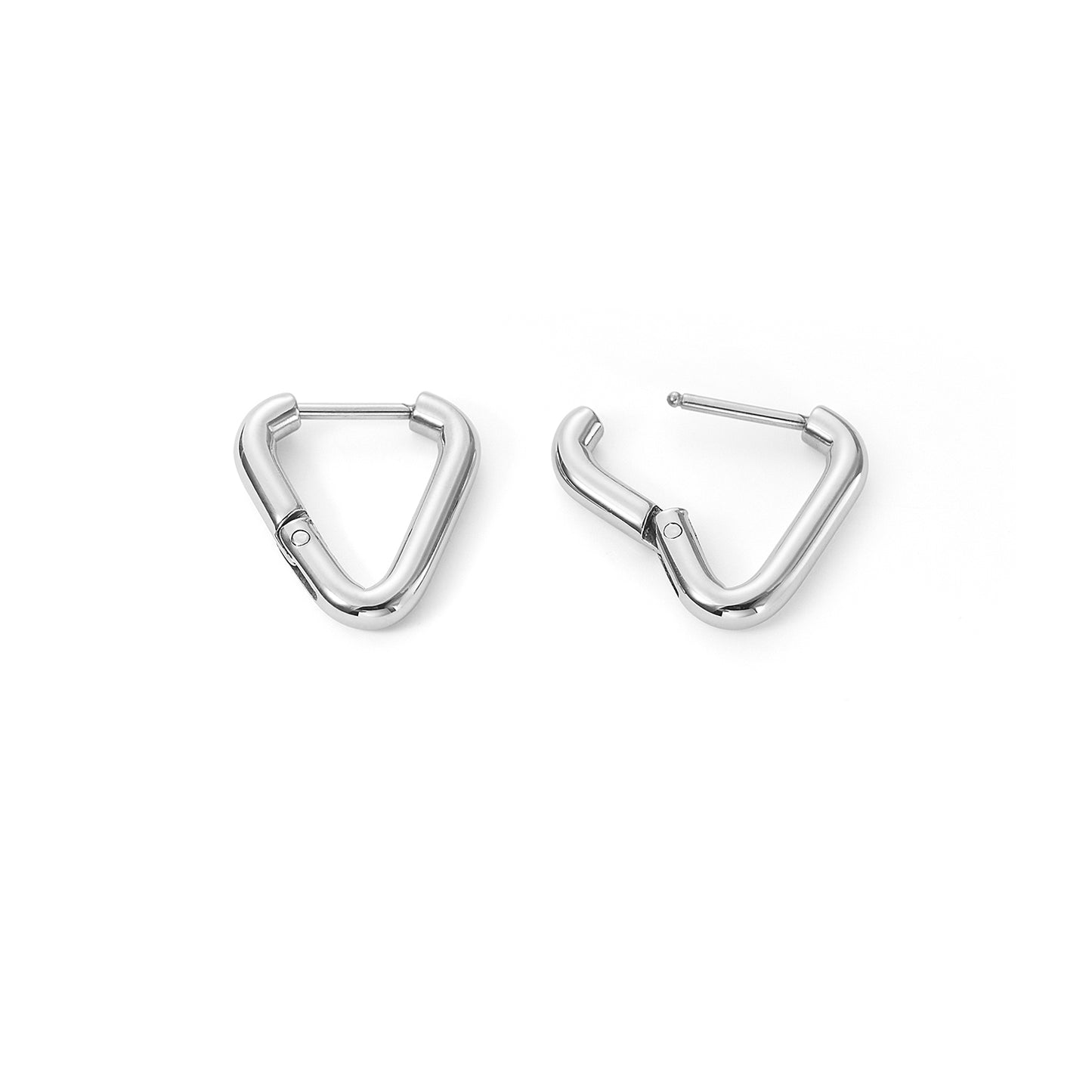 stainless steel triangle huggie earring