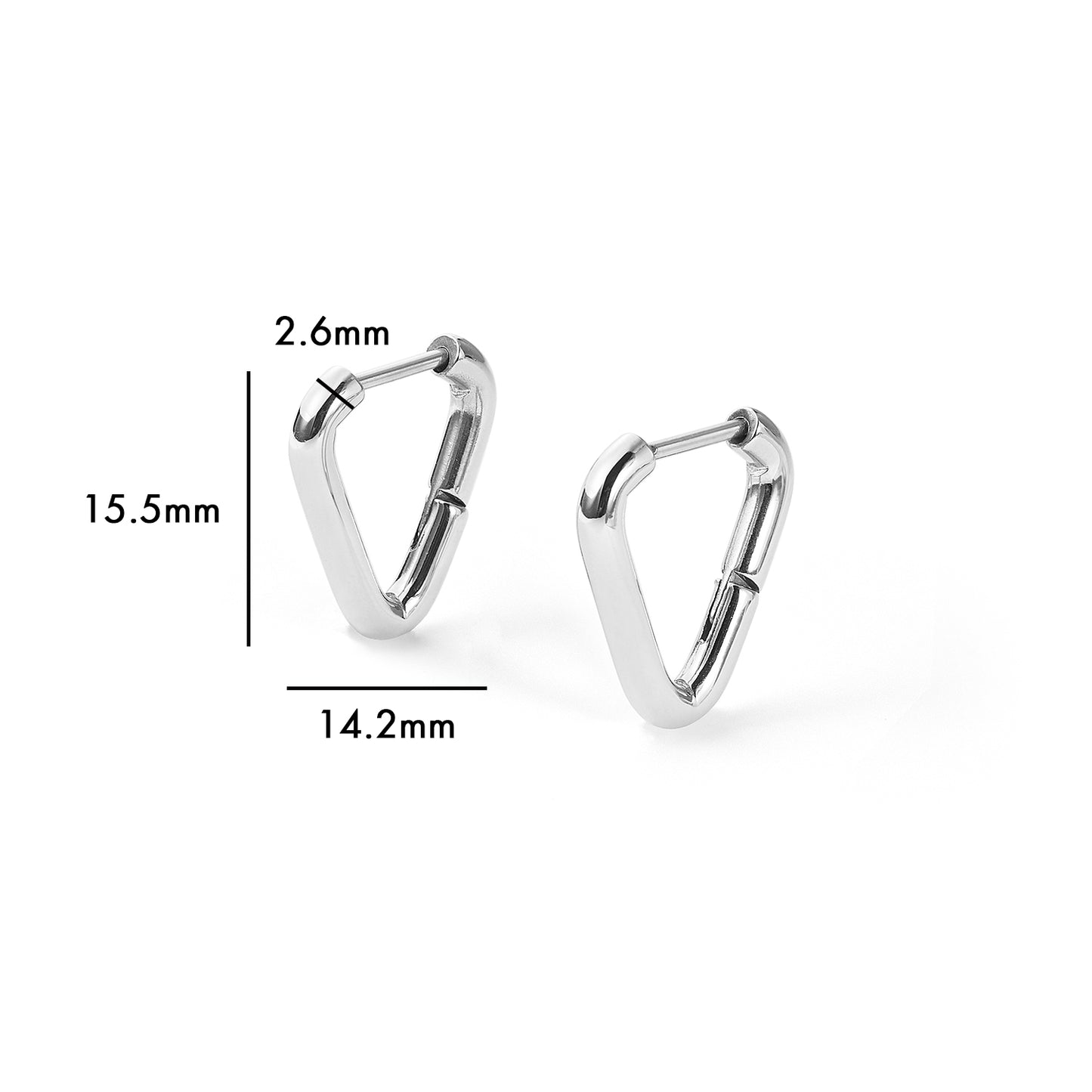 stainless steel triangle huggie earring