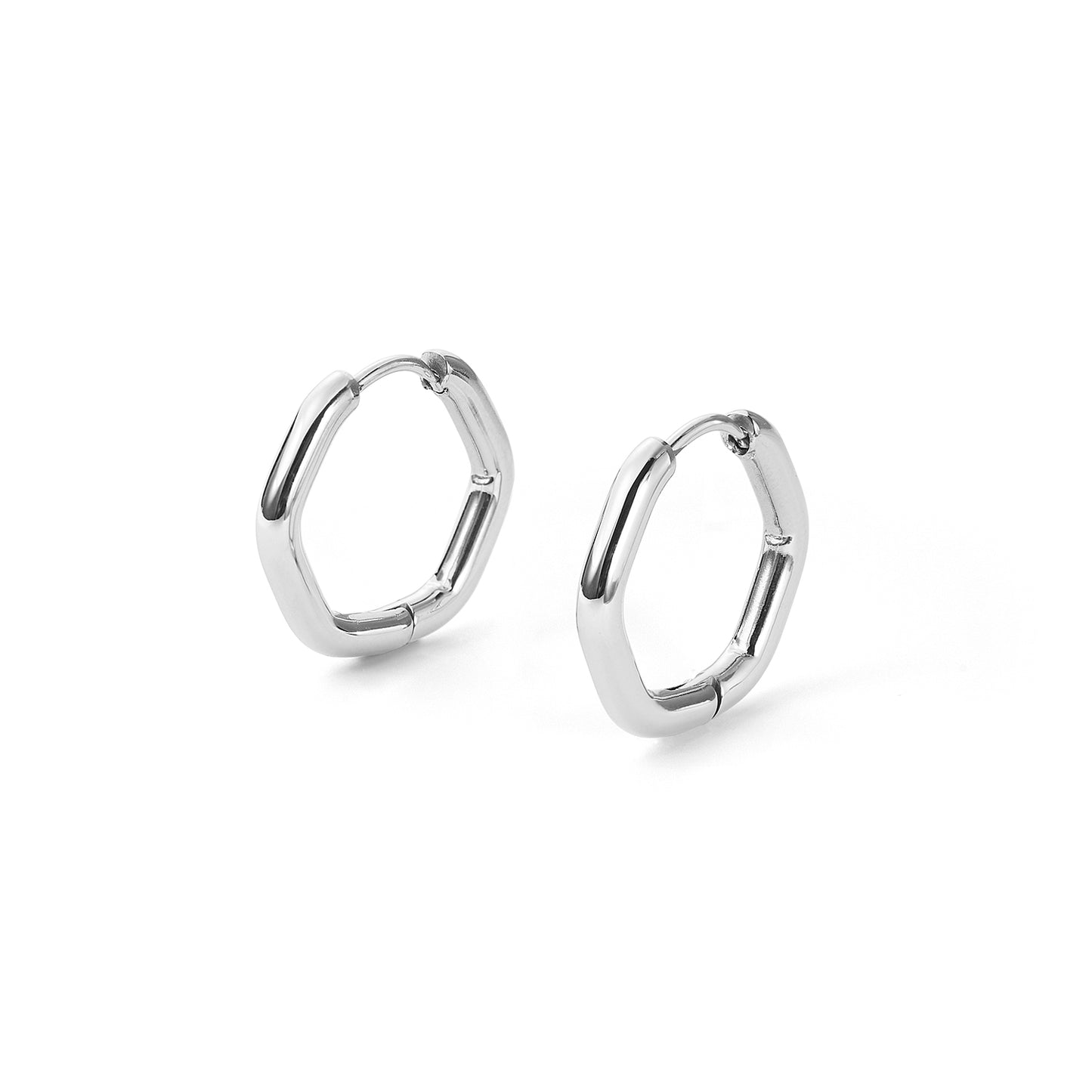 stainless steel hexagon huggie earring