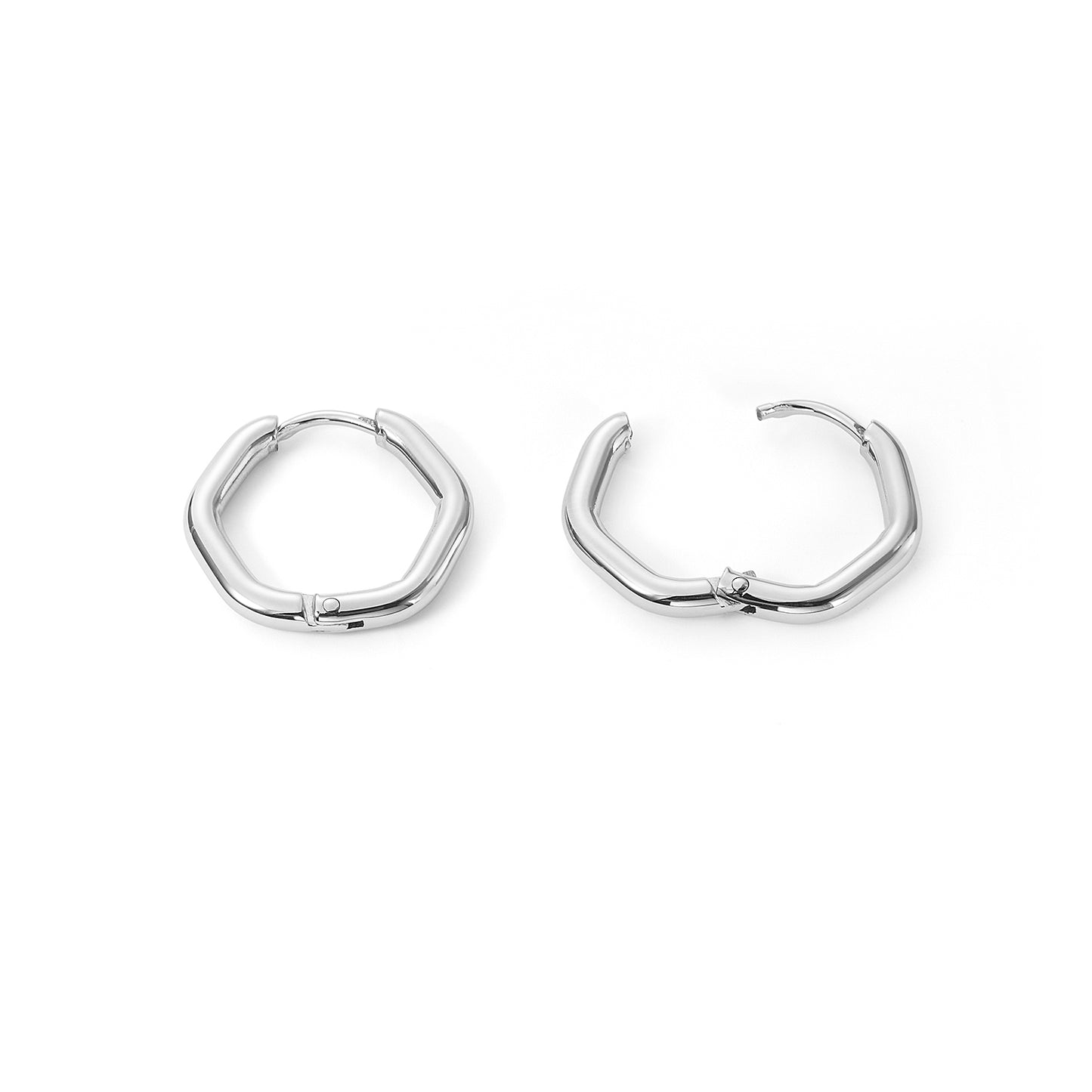 stainless steel hexagon huggie earring