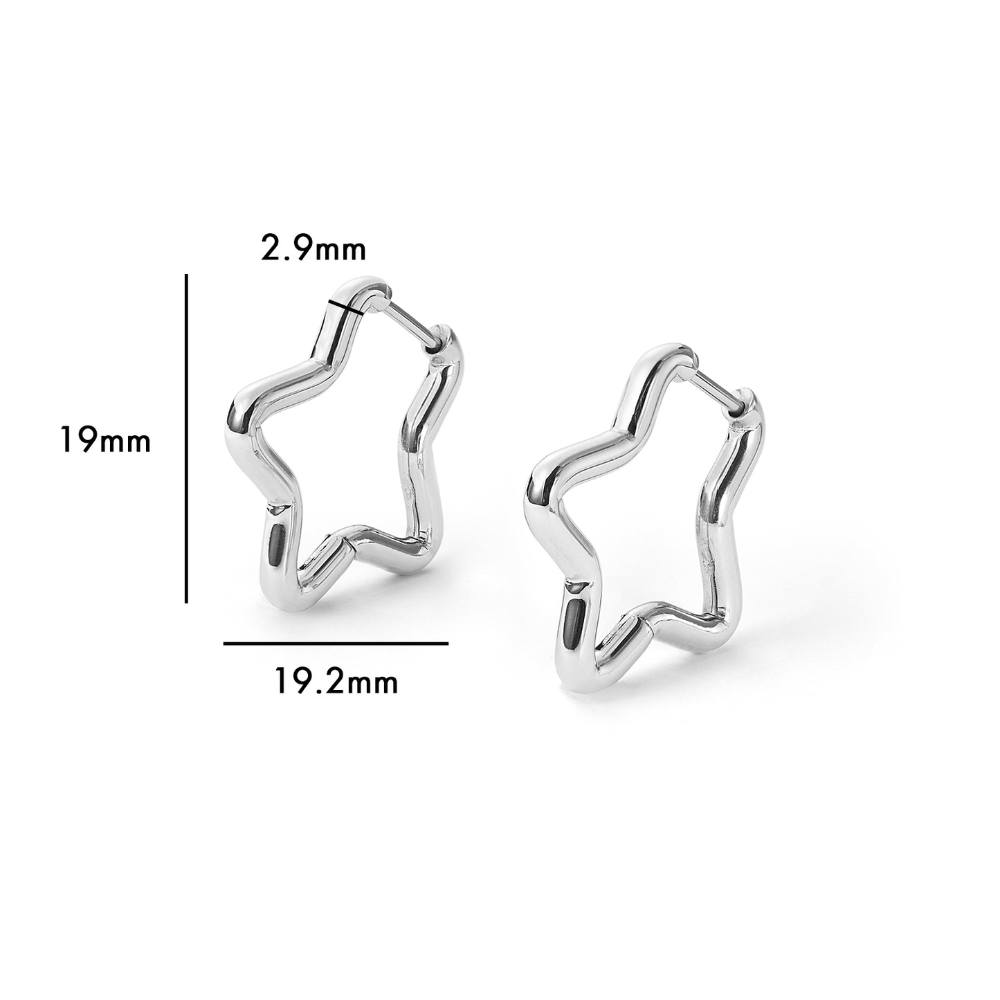 stainless steel star huggie earring