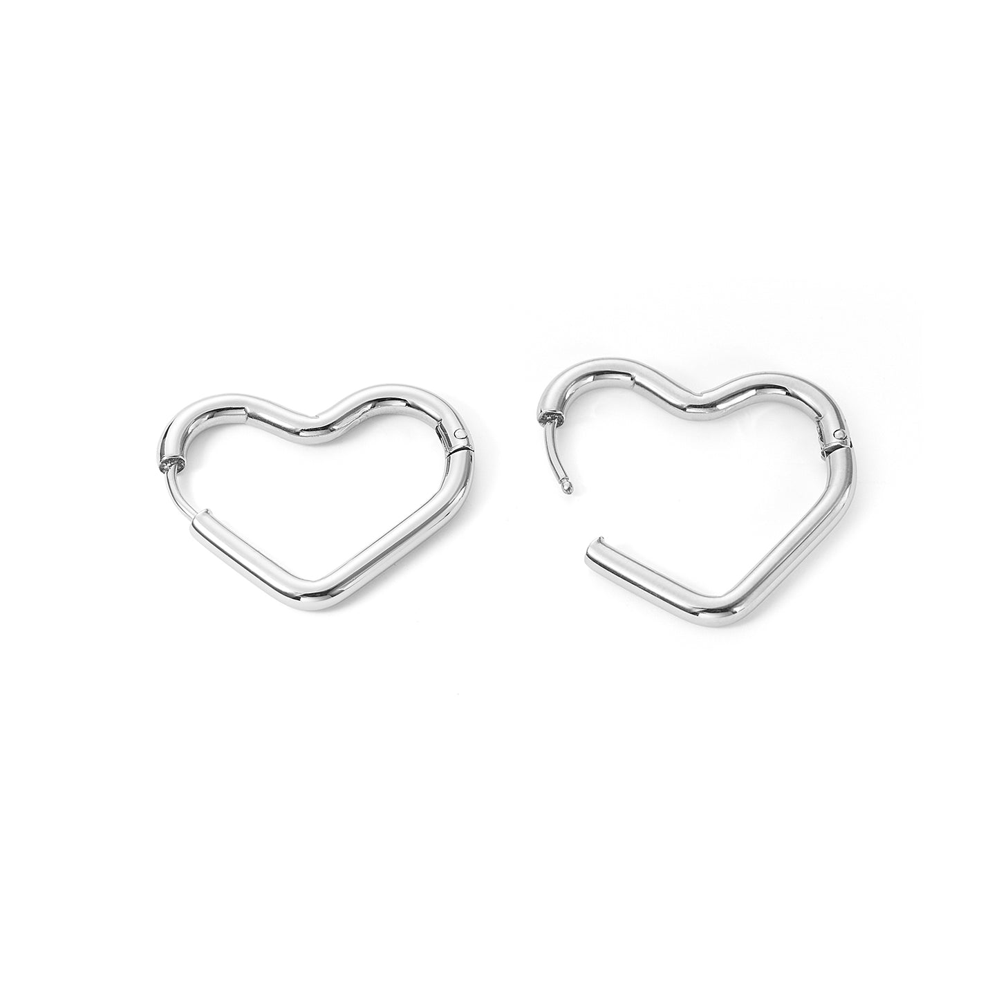 stainless steel heart huggie earring