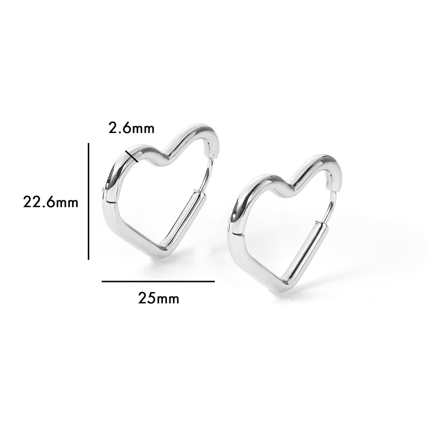 stainless steel heart huggie earring