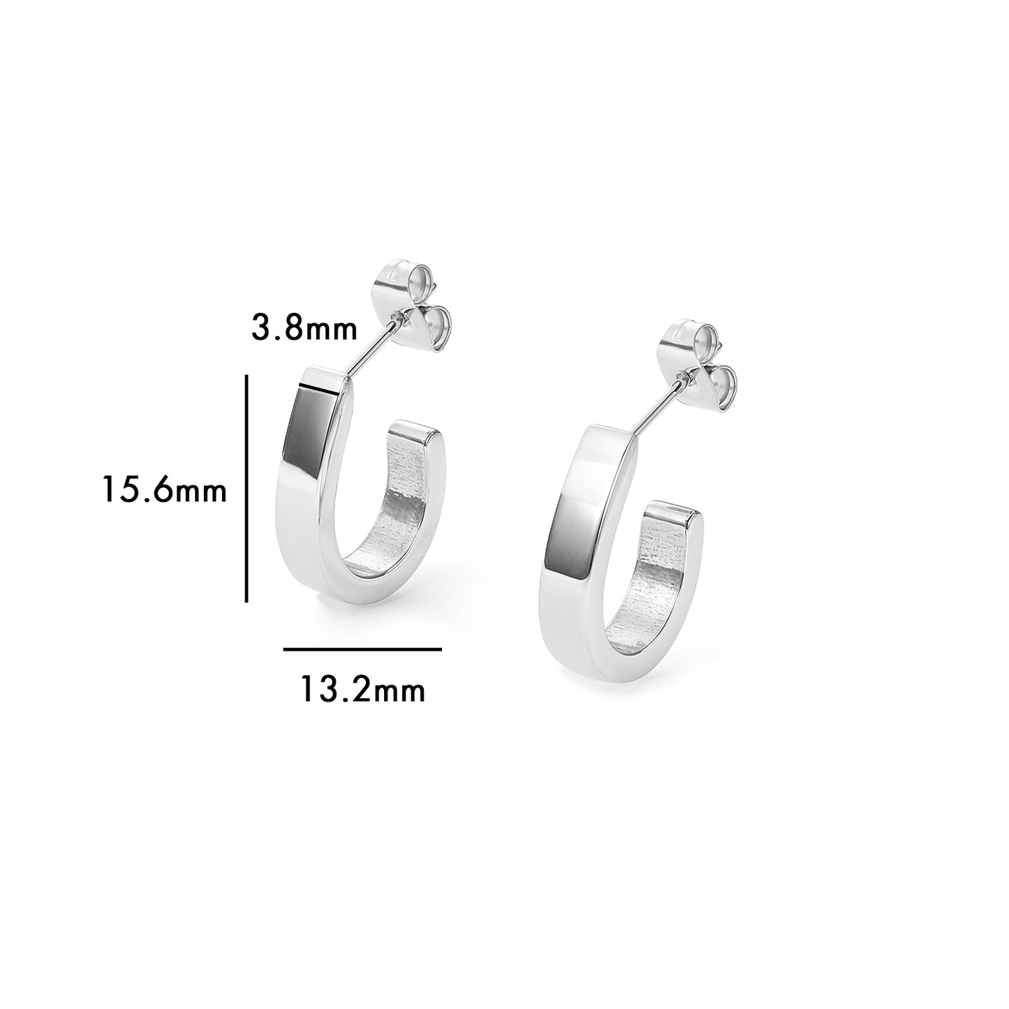 stainless steel C shape hoop earring