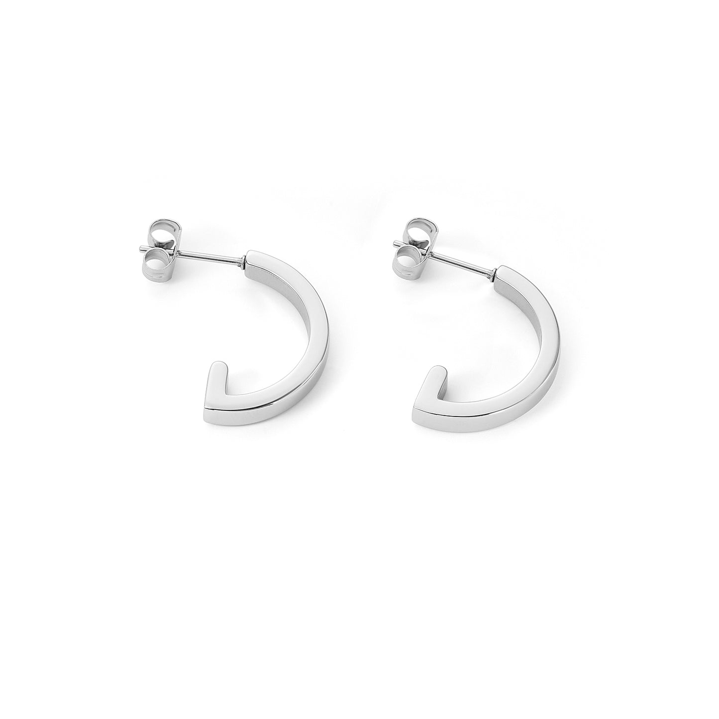 stainless steel G shape huggie earring