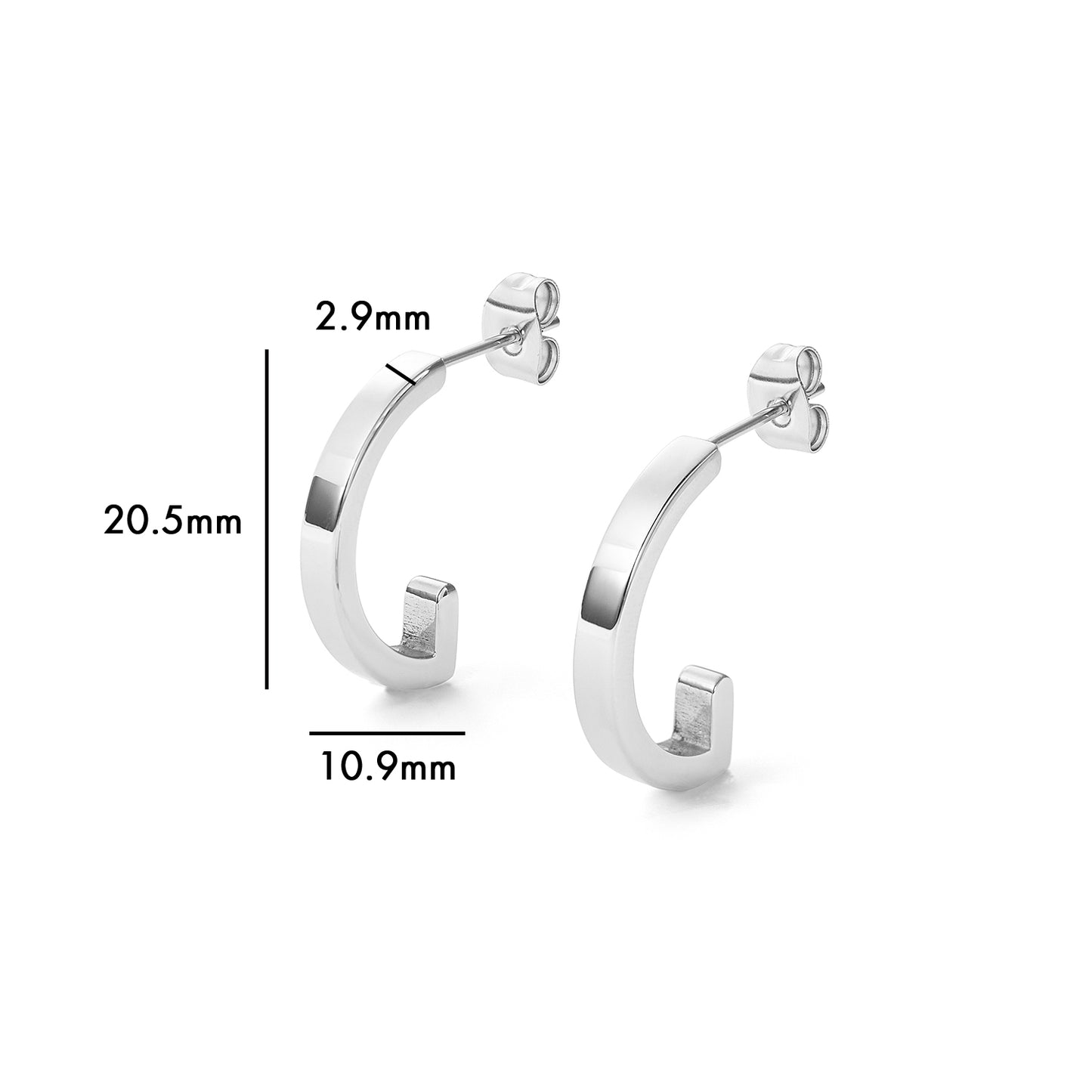 stainless steel G shape huggie earring